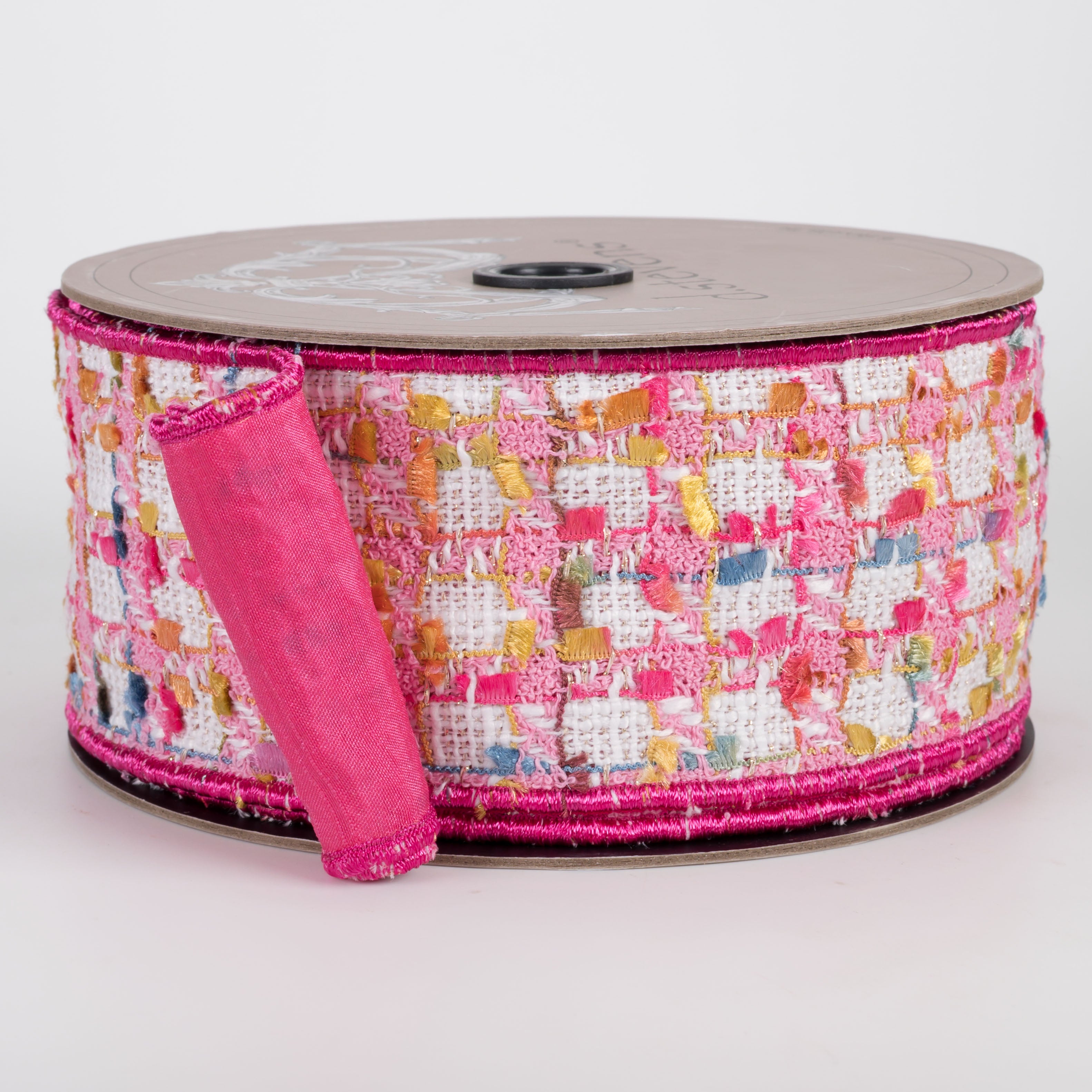 [D Stevens] 2.5" Boucle & Dupioni Ribbon: Pink (10 Yards)