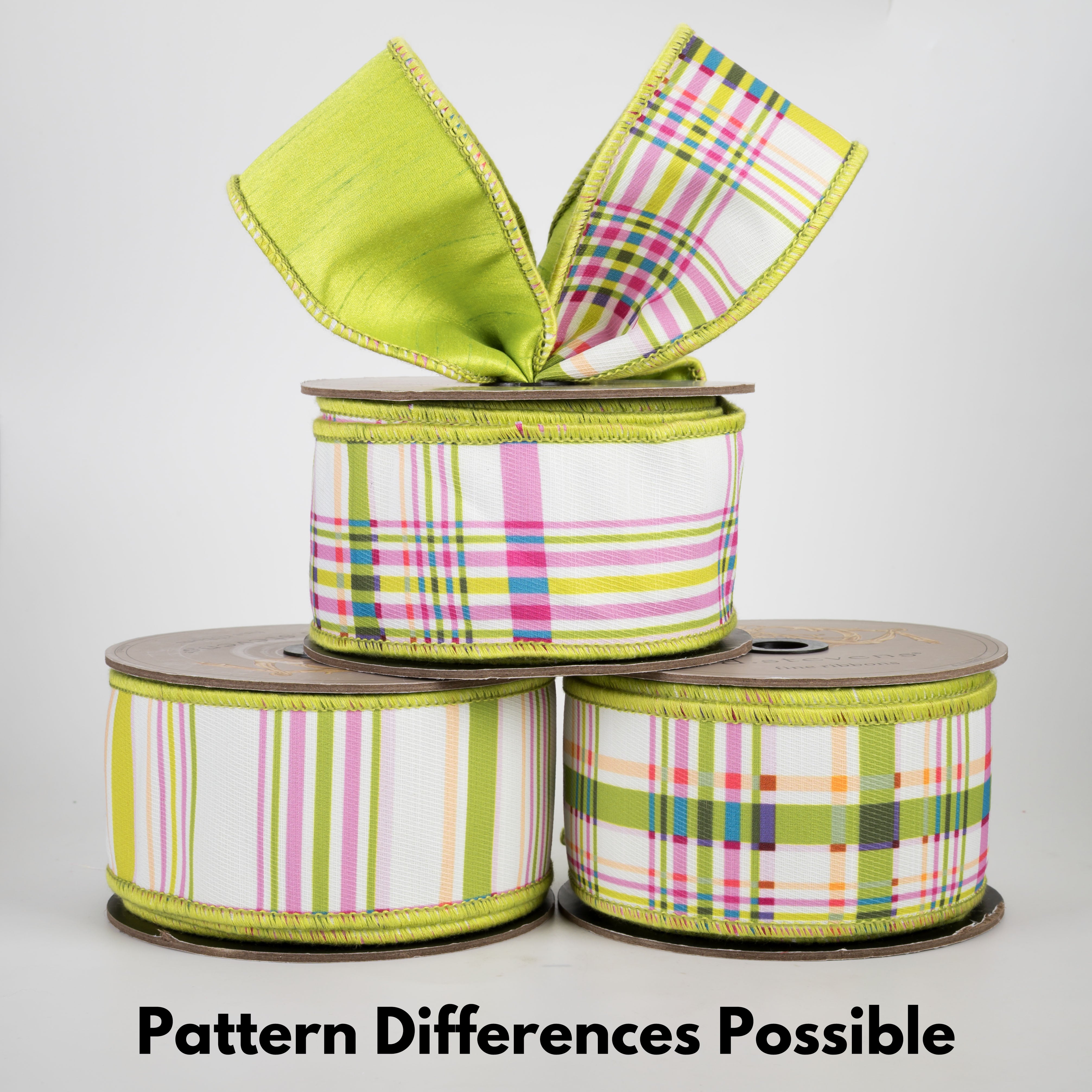 [D Stevens] 2.5" Poplin Spring Plaid Ribbon: NO TWO ALIKE (10 Yards)