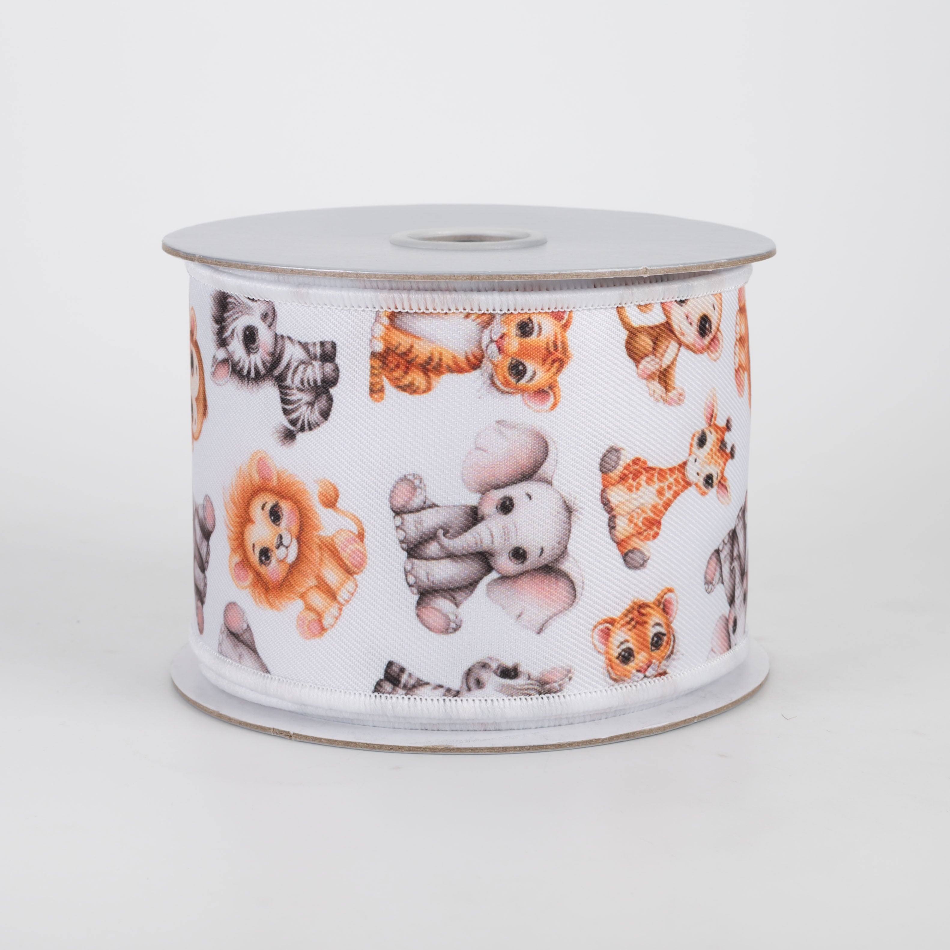 2.5" Brilliance Digital Print Baby Animals Ribbon: White (10 Yards)