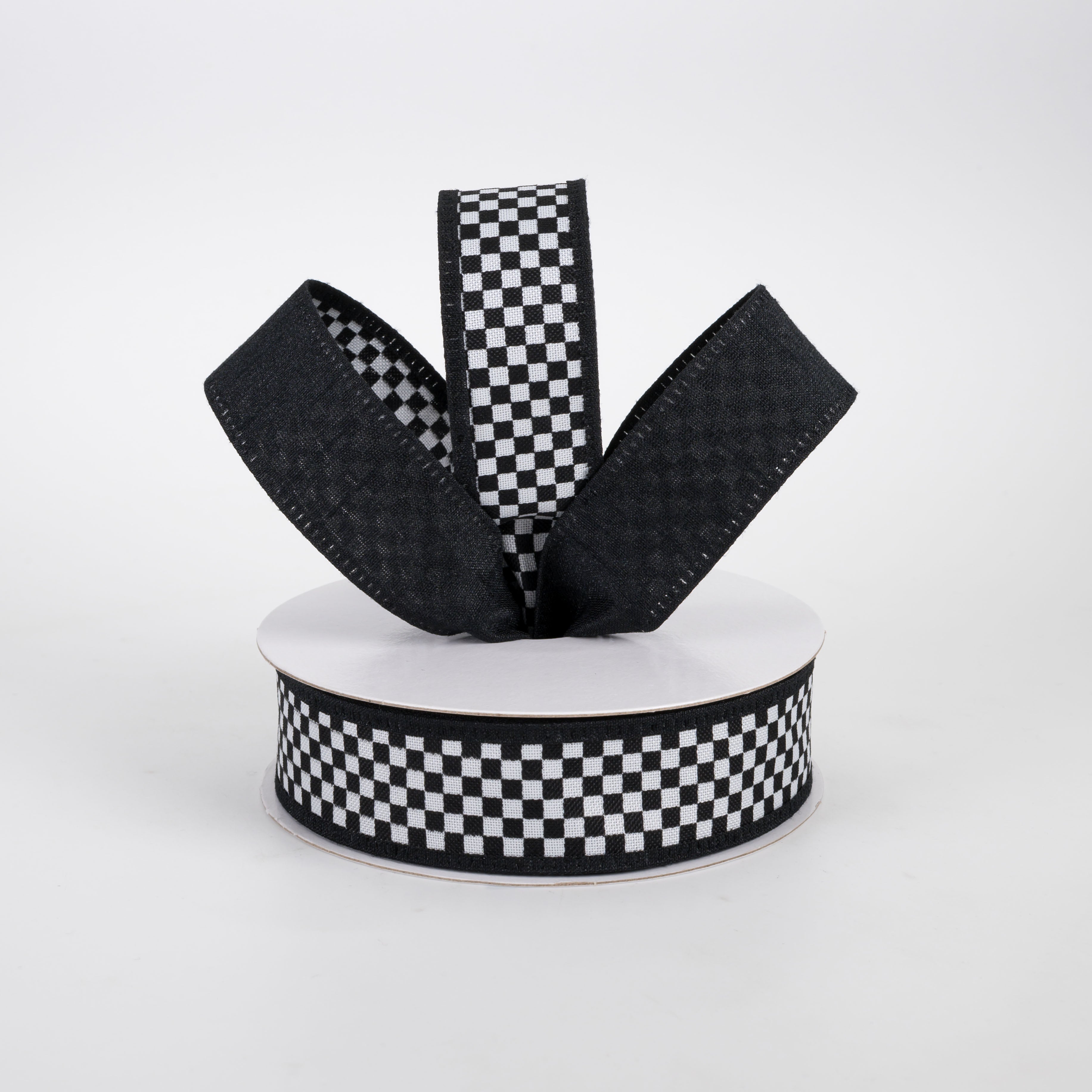 ワンピース Andwang refined check ribbon set black Houndstooth