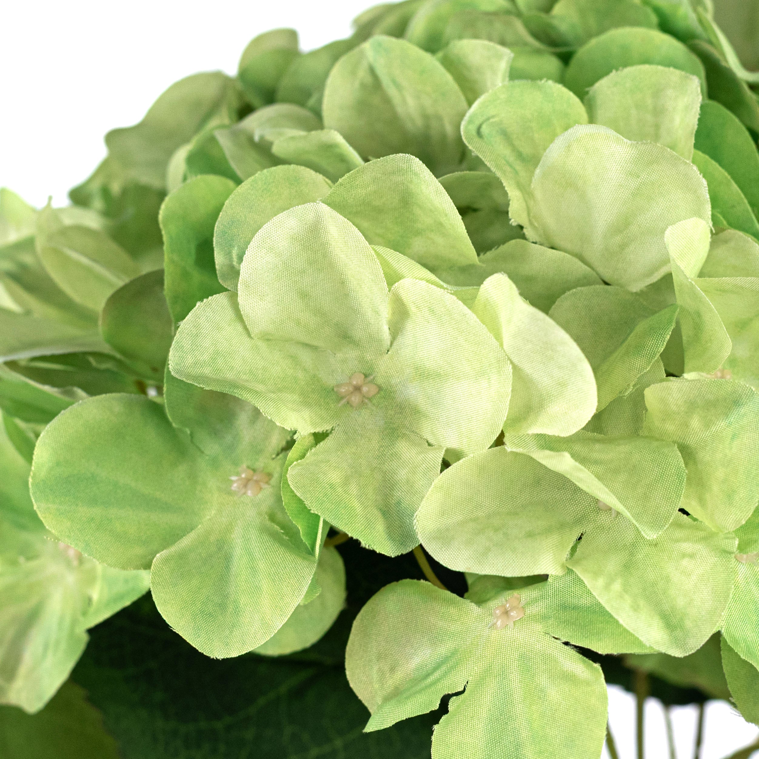 16" Fabric Hydrangea Bush: Green (5 Stem)