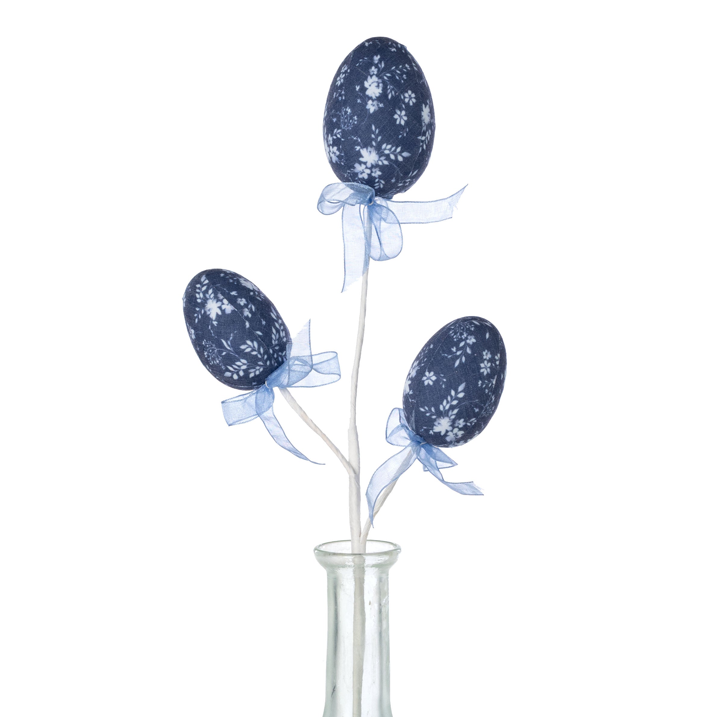 12" Chinoiserie Easter Eggs Pick: Dark Navy Blue & White