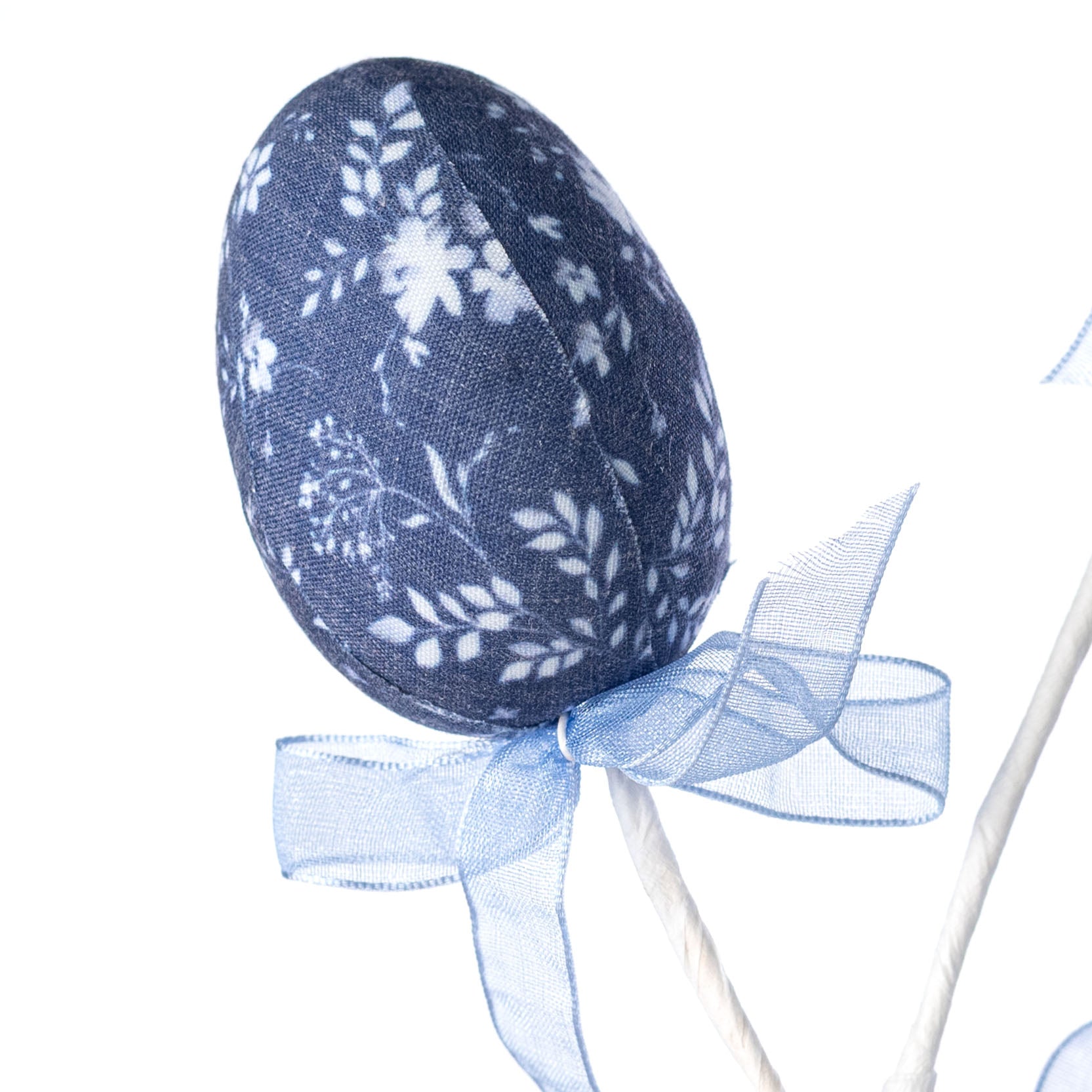 12" Chinoiserie Easter Eggs Pick: Dark Navy Blue & White