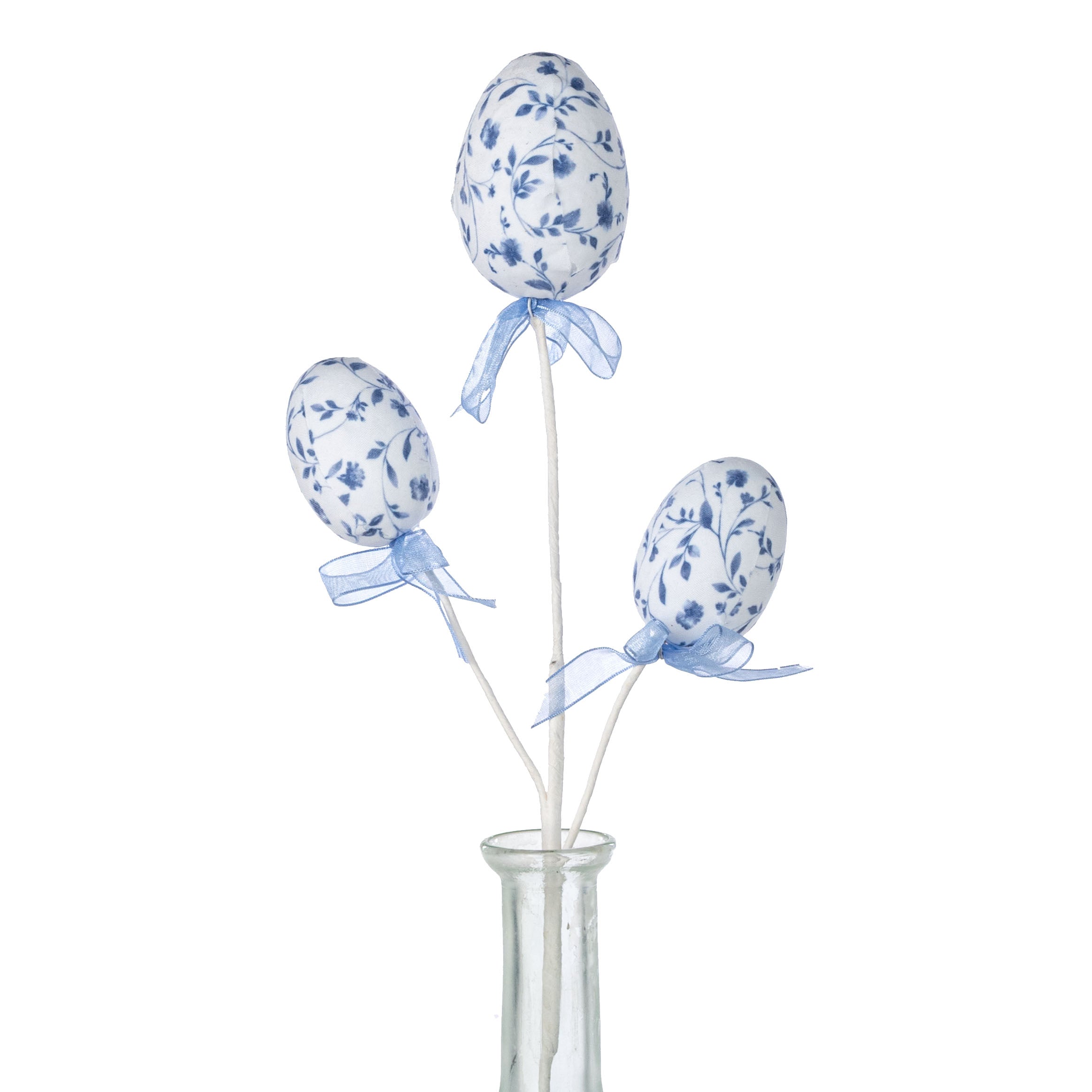 12" Chinoiserie Easter Eggs Pick: White & Blue