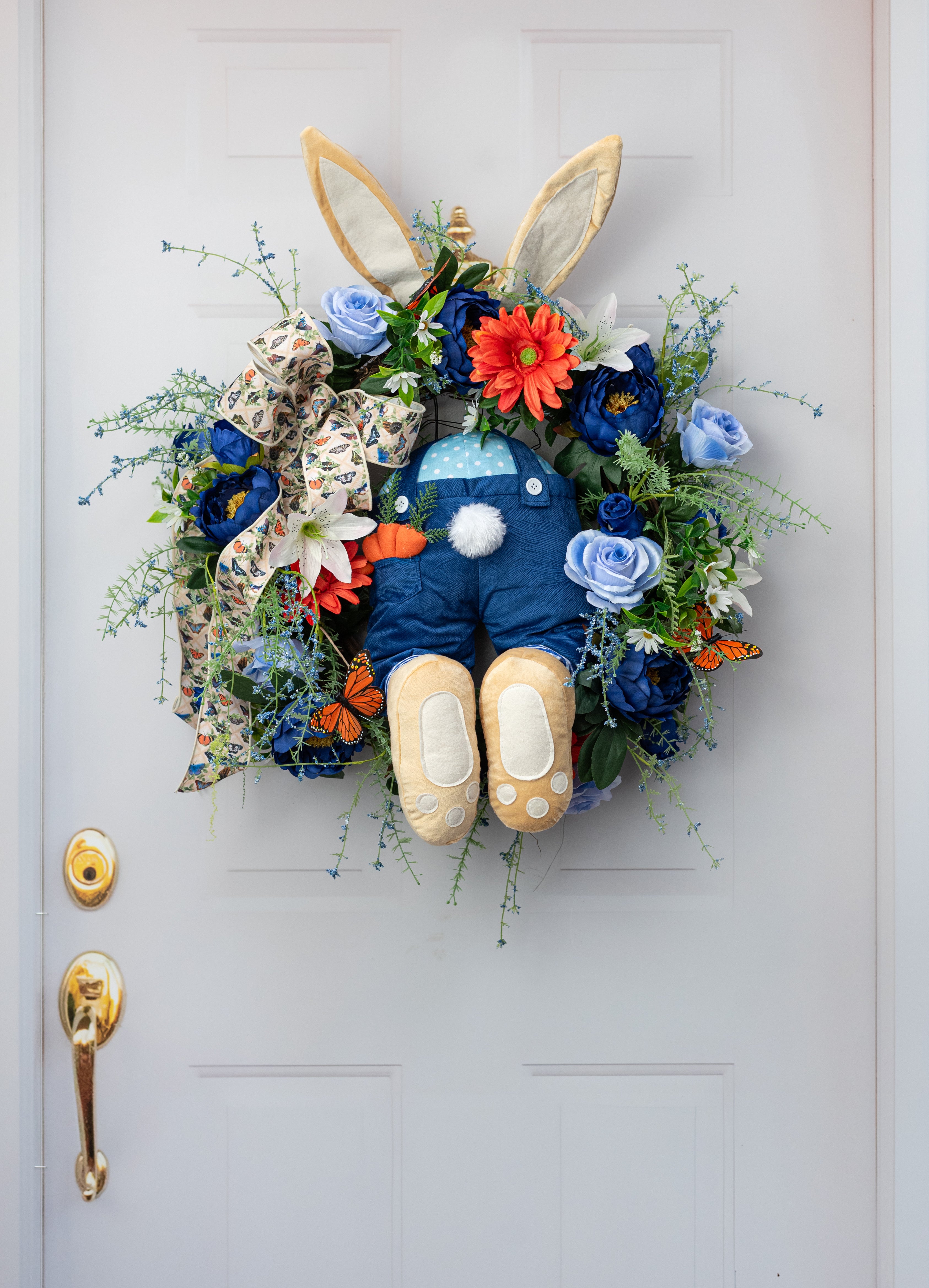 Plush Bunny Bottom Wreath Decor Kit: Blue (3 Pieces)