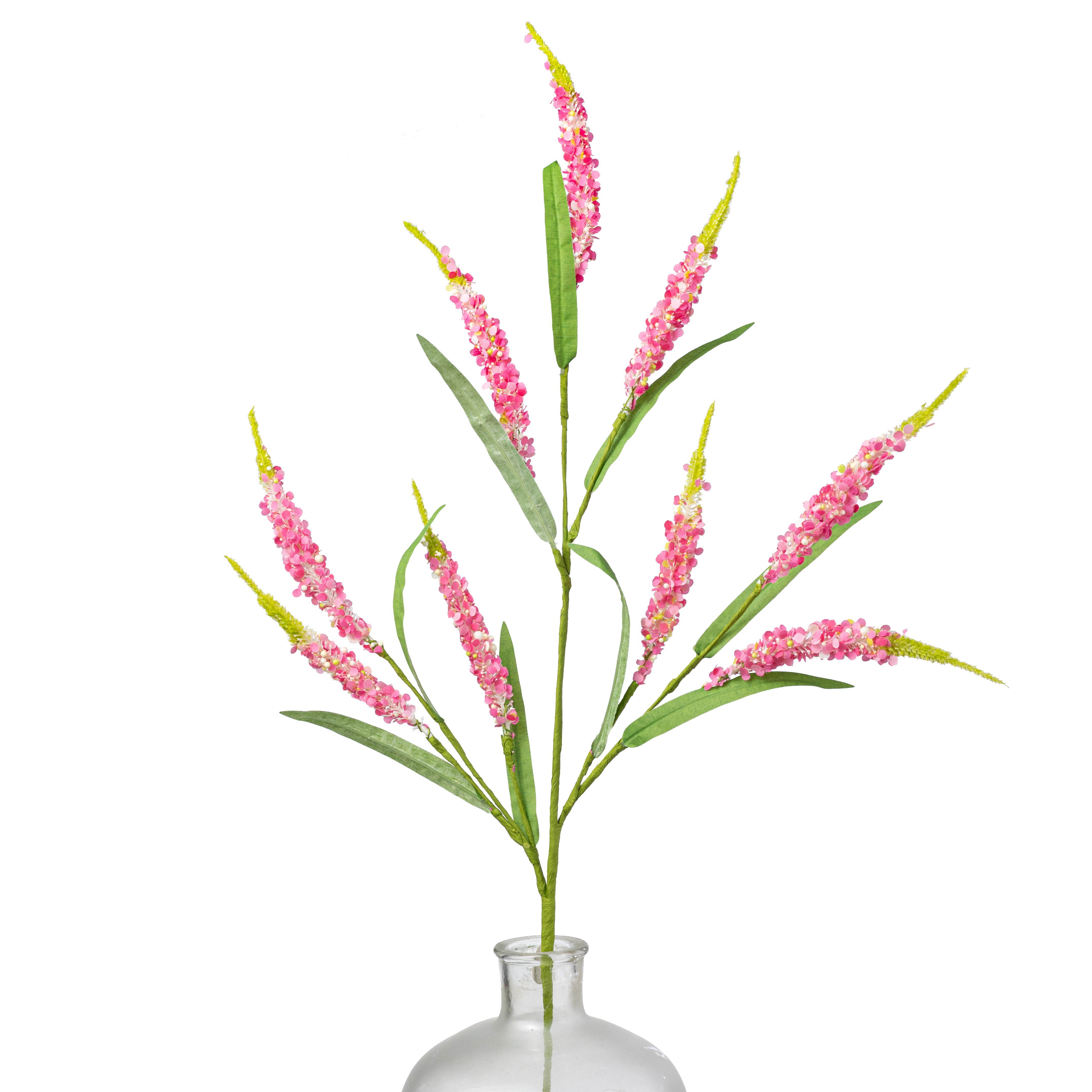33" Beaded Salvia Flowers Spray: Pink & Cream