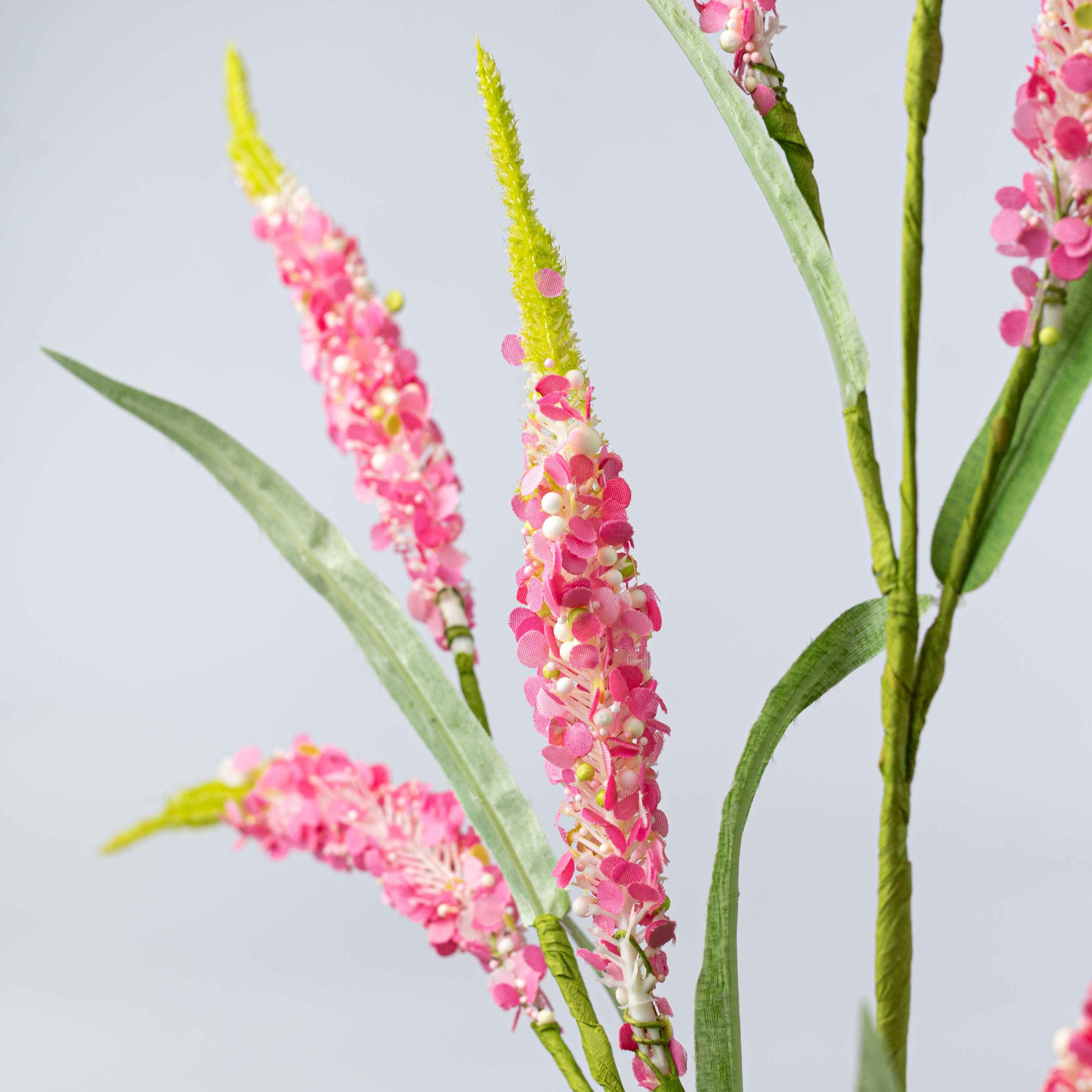 33" Beaded Salvia Flowers Spray: Pink & Cream
