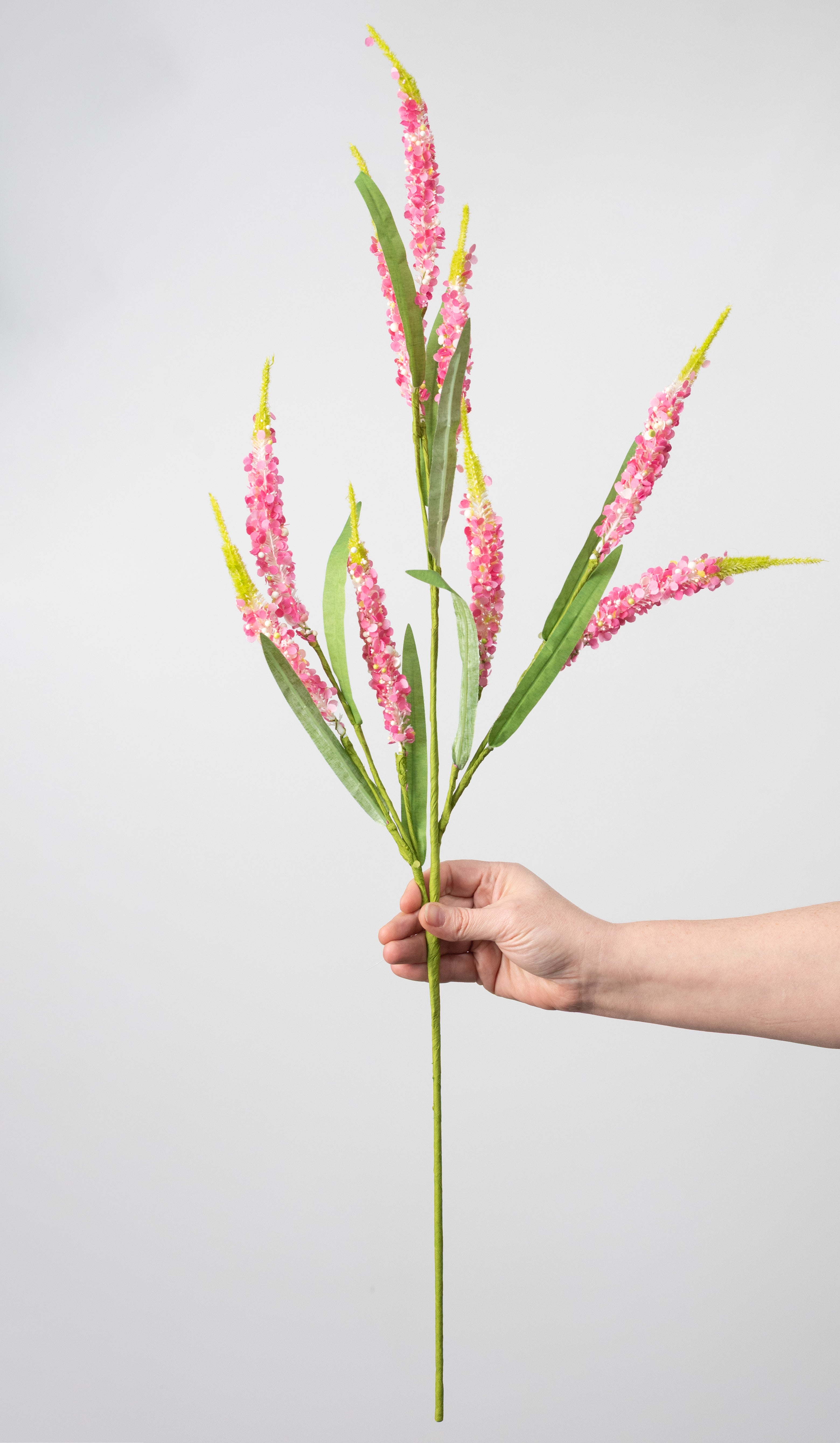 33" Beaded Salvia Flowers Spray: Pink & Cream