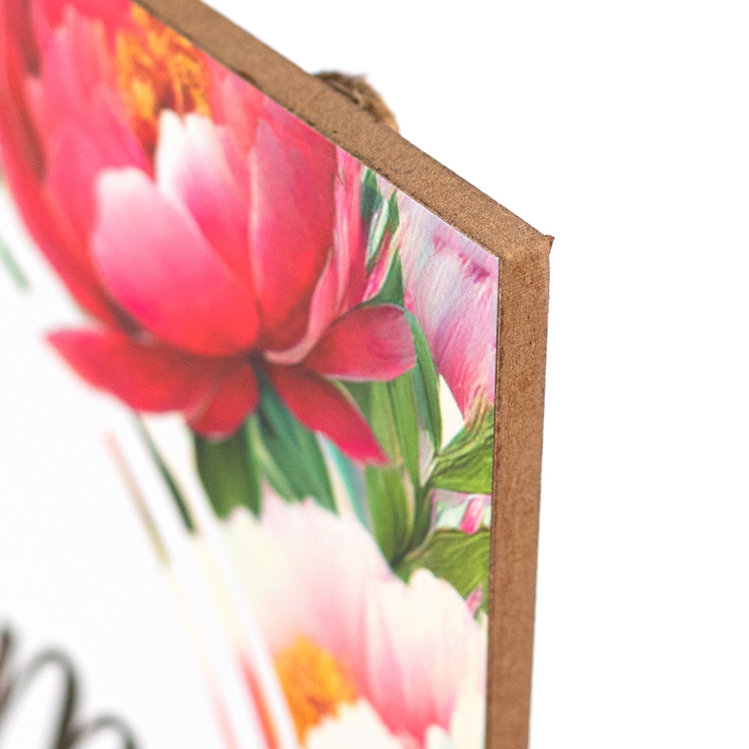 10" Square Wooden Sign: Welcome To Our Home Peonies Flowers