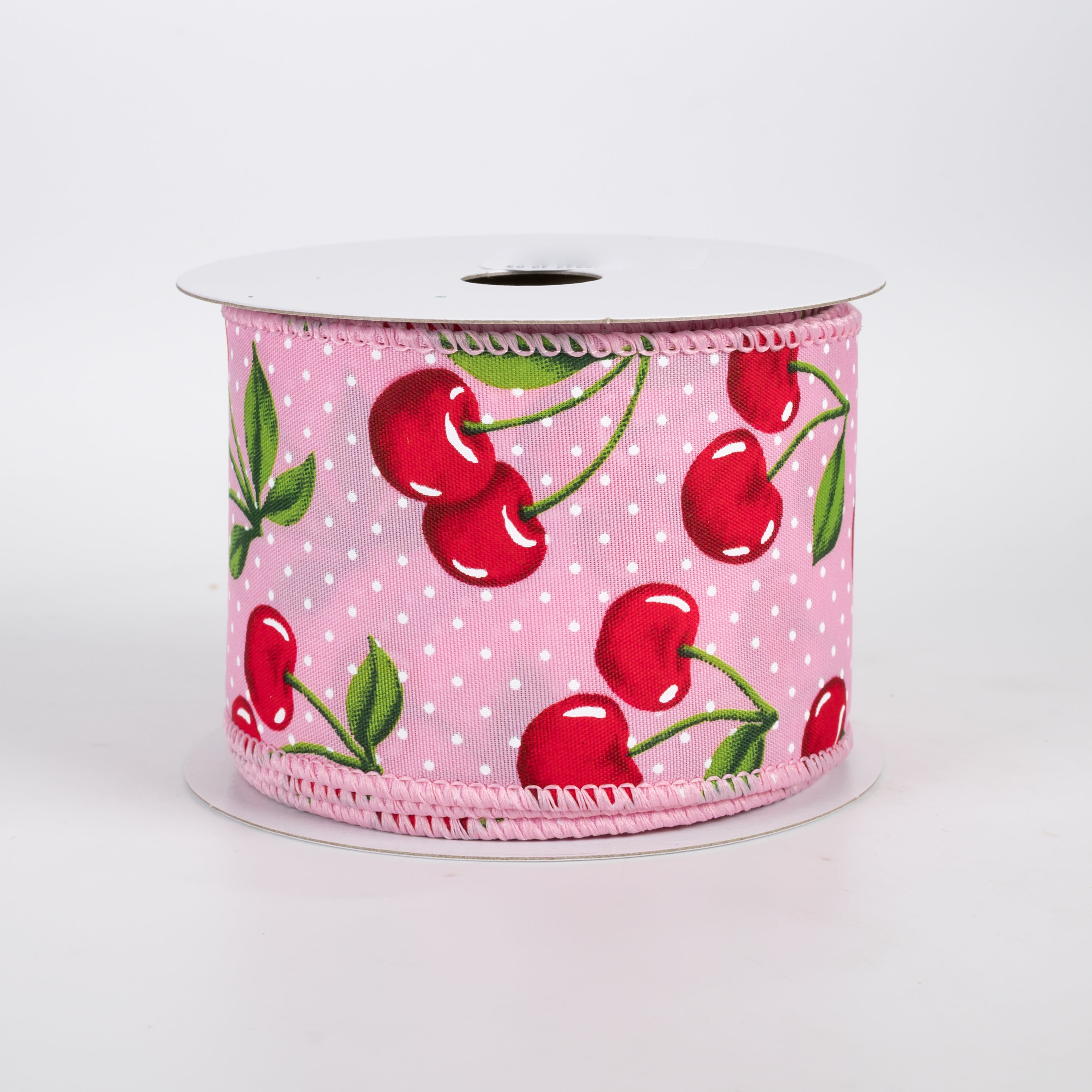 2.5" Satin Dots & Cherries Ribbon: Pink (10 Yards)