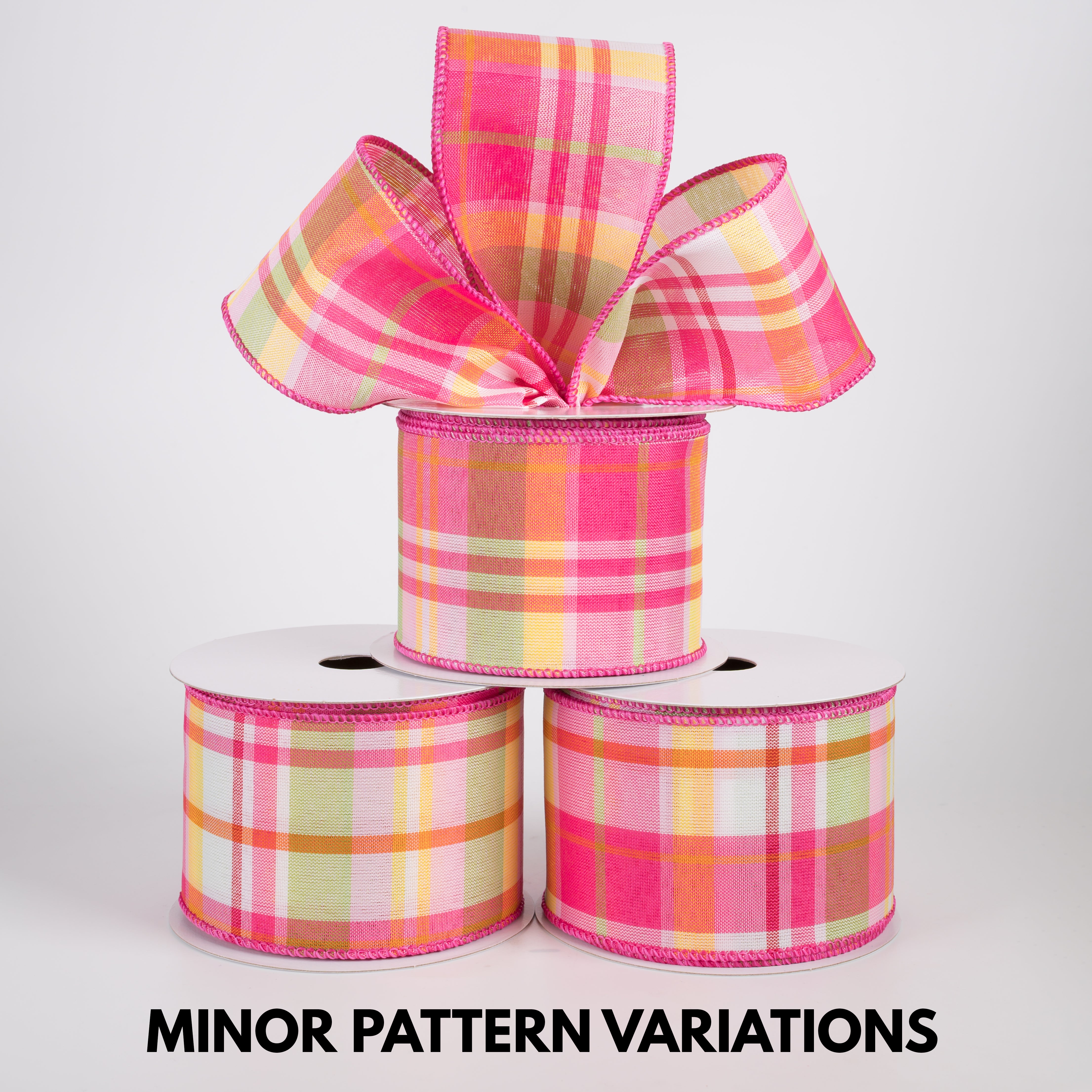 2.5" Posey Plaid Ribbon: Hot Pink Brights (10 Yards)