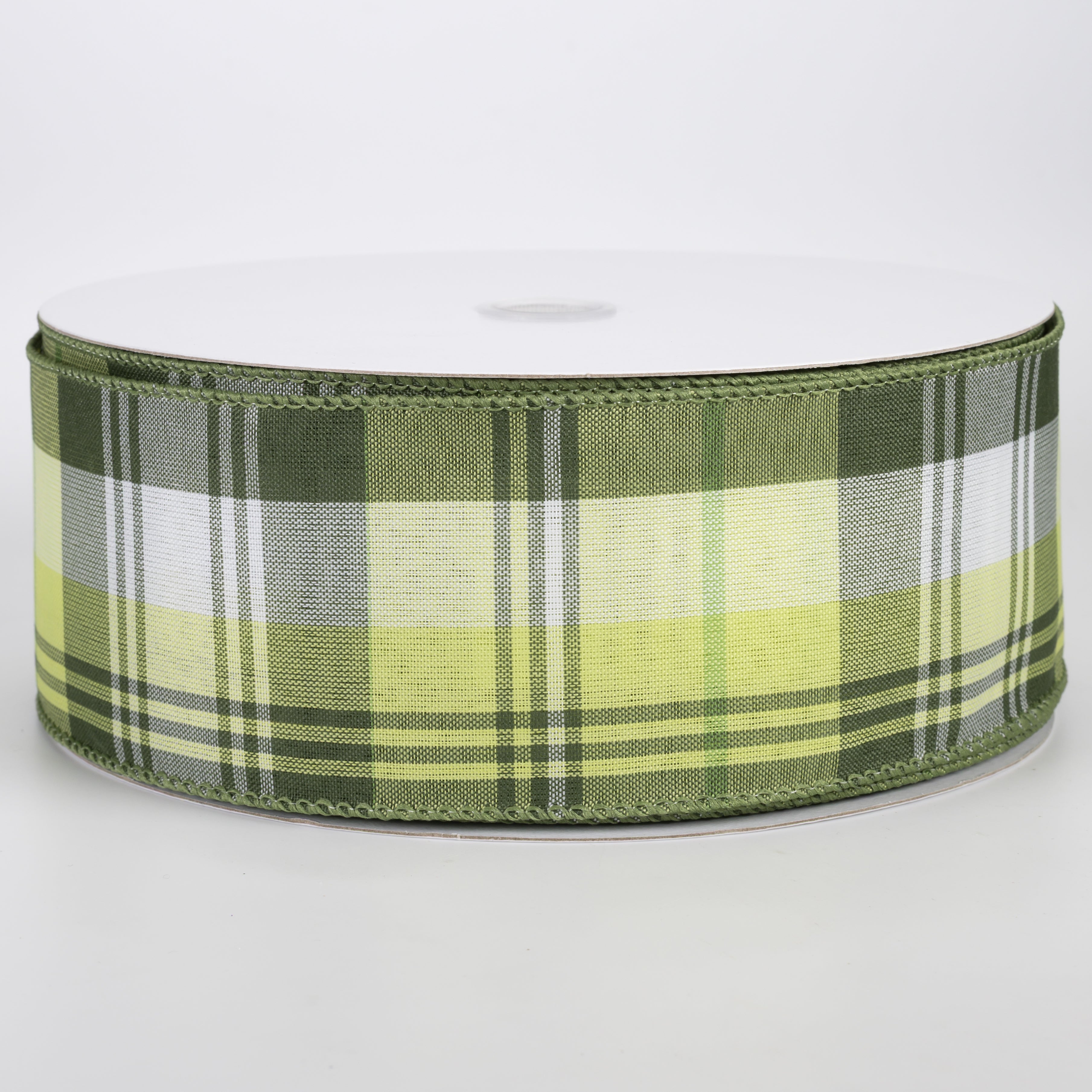 2.5" Lindy Plaid Ribbon: Shades of Green (50 Yards)