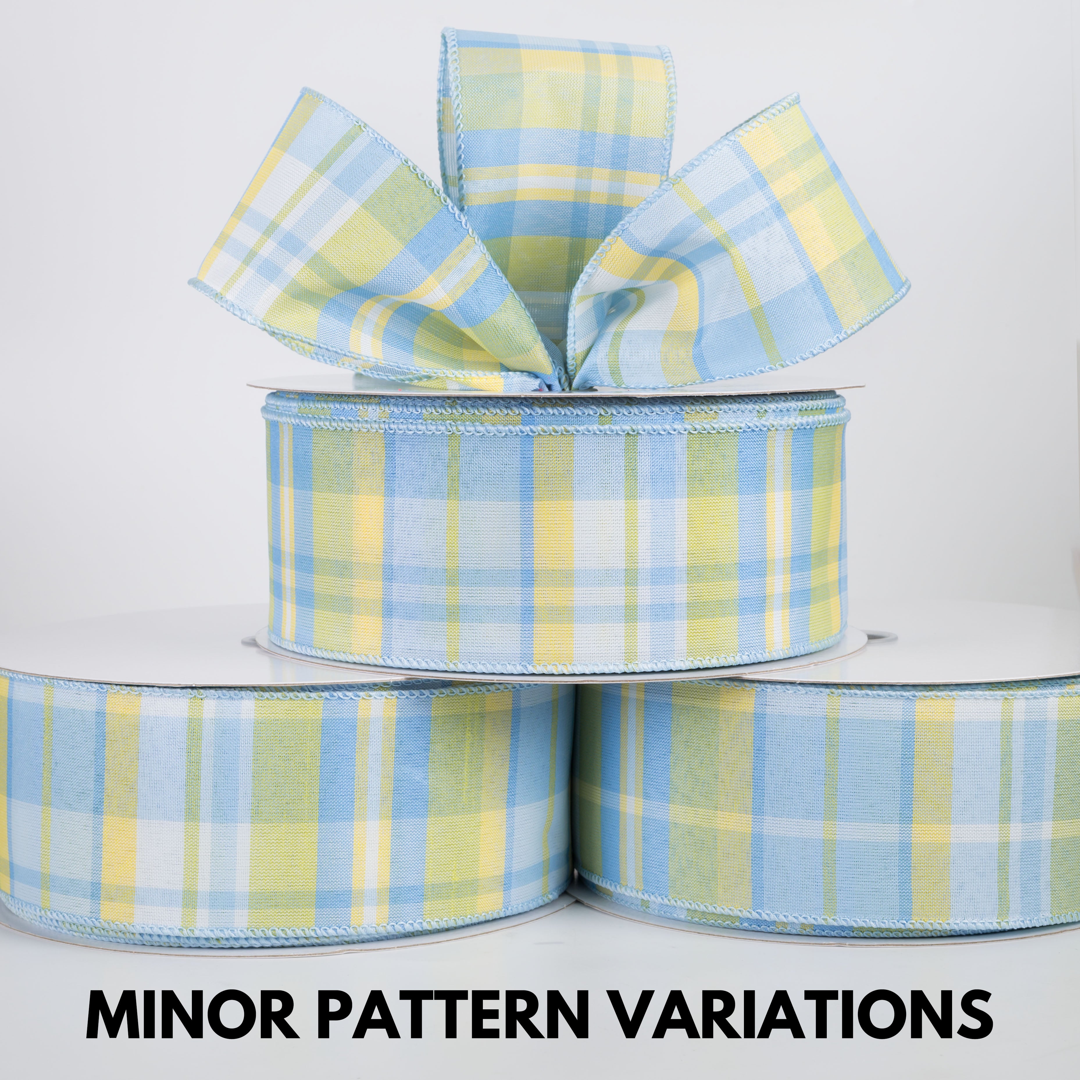 2.5" Posey Plaid Ribbon: Baby Blue, Yellow & Sage (50 Yards)