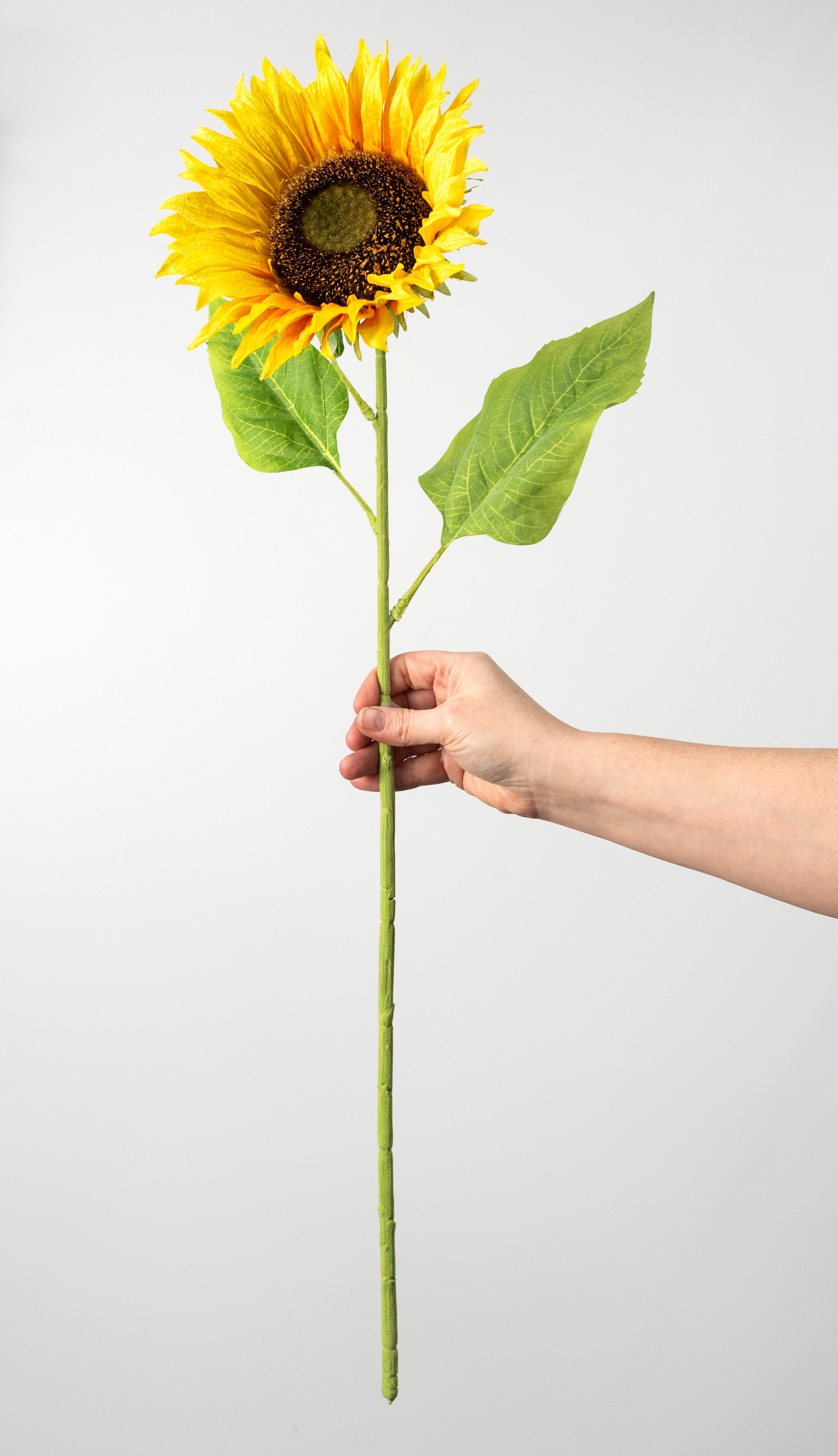 8" x 29" Velvet Sunflower Stem: Yellow