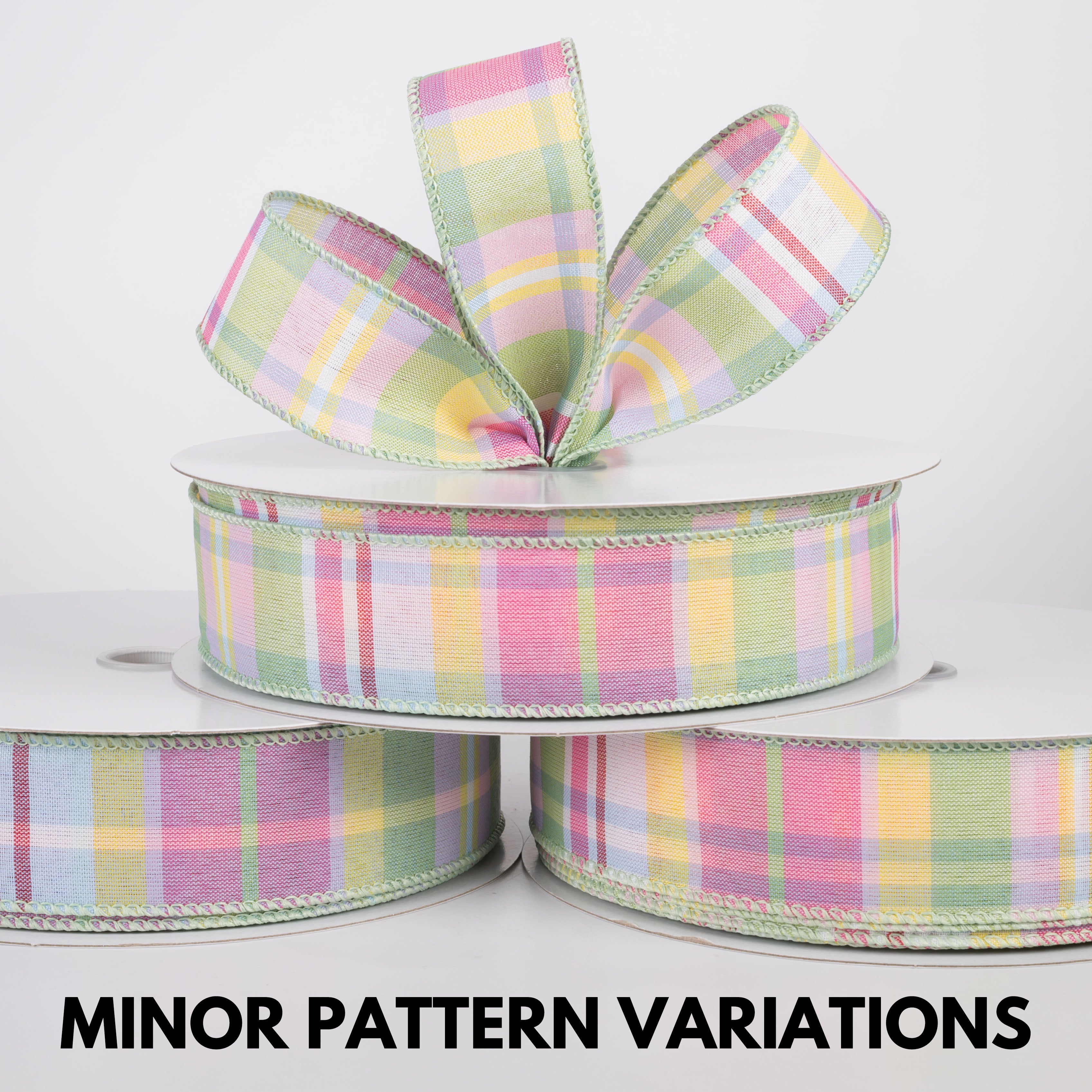 1.5" Posey Plaid Ribbon: Light Yellow Spring (50 Yards)