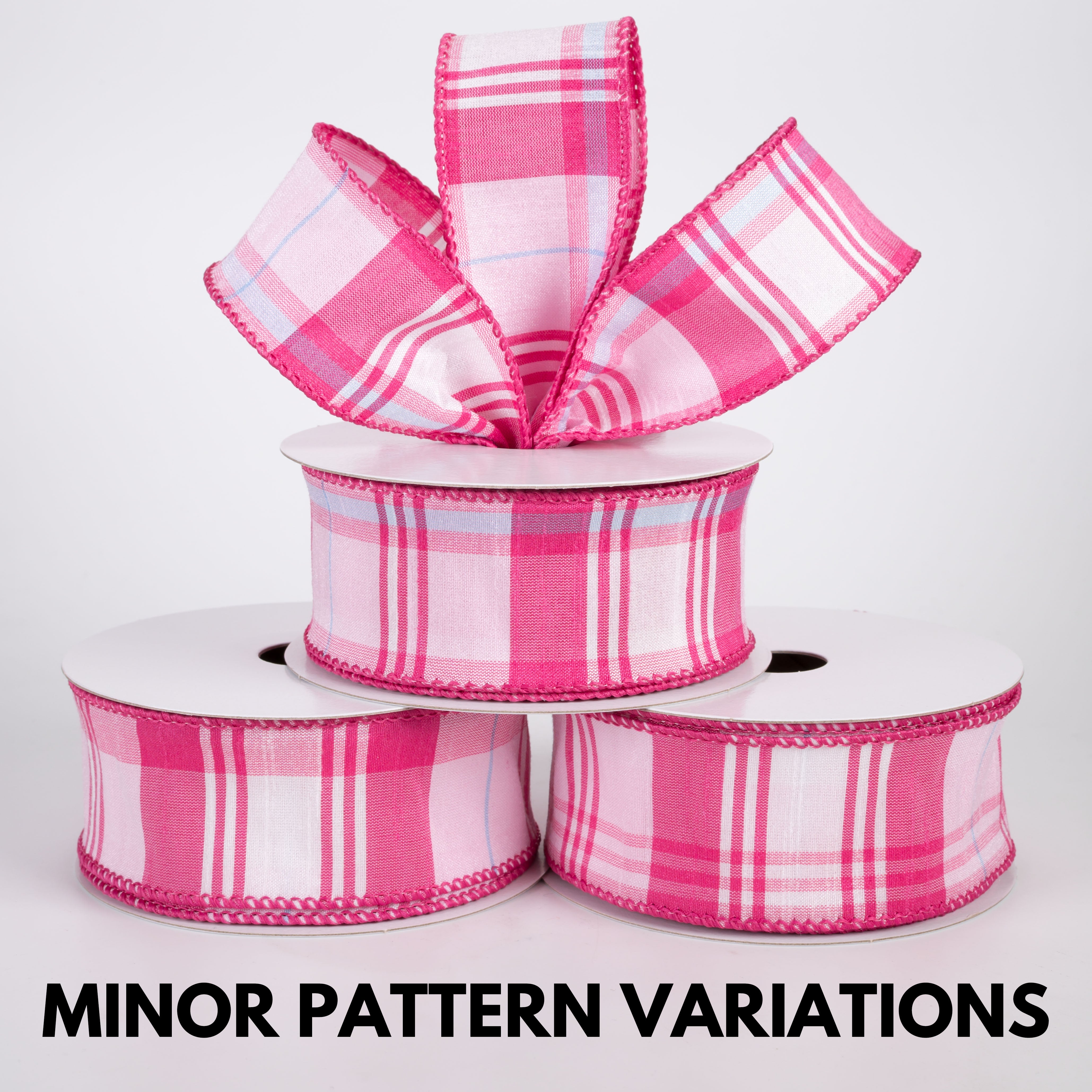 1.5" Lindy Plaid Ribbon: Shades of Pink (10 Yards)