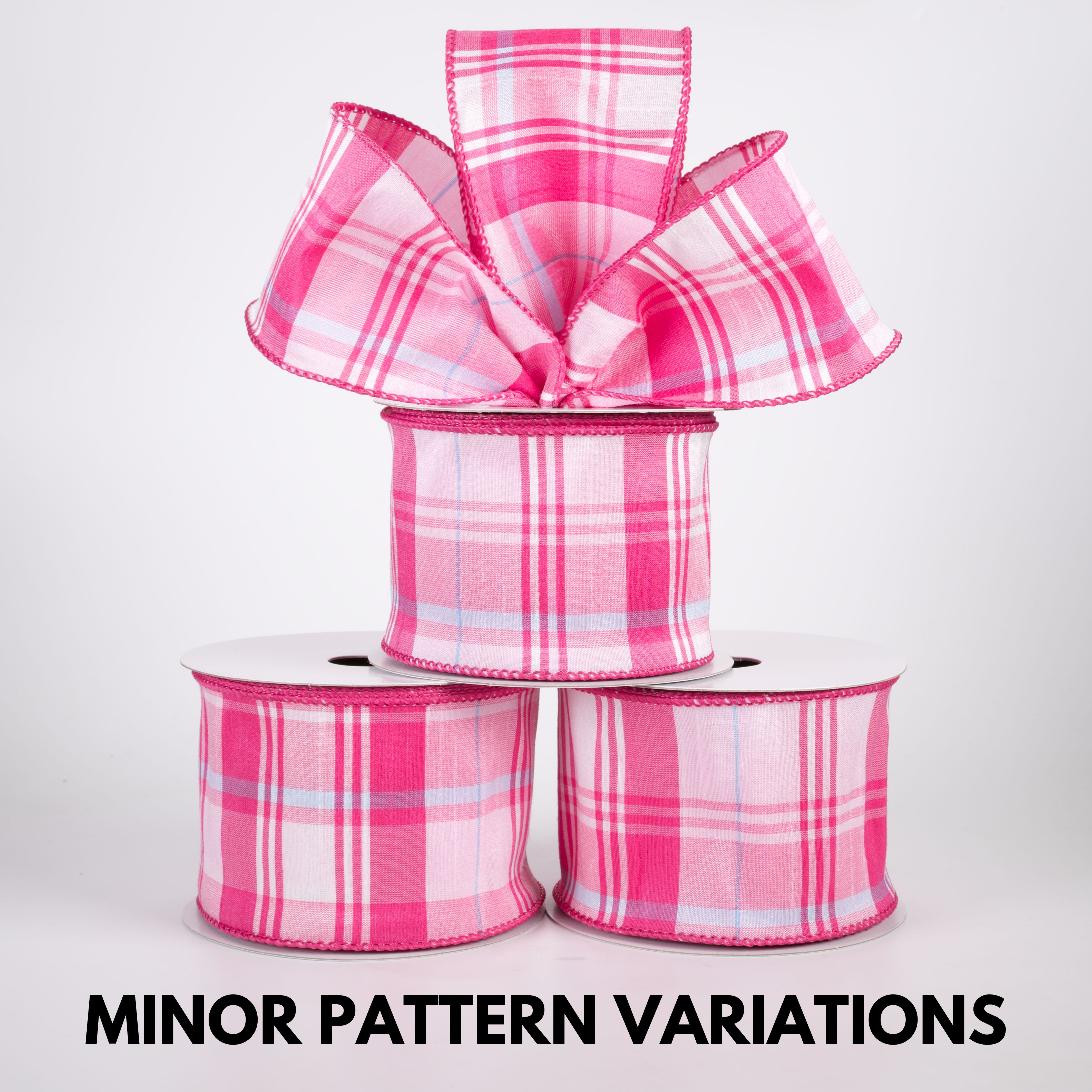 2.5" Lindy Plaid Ribbon: Shades of Pink (10 Yards)