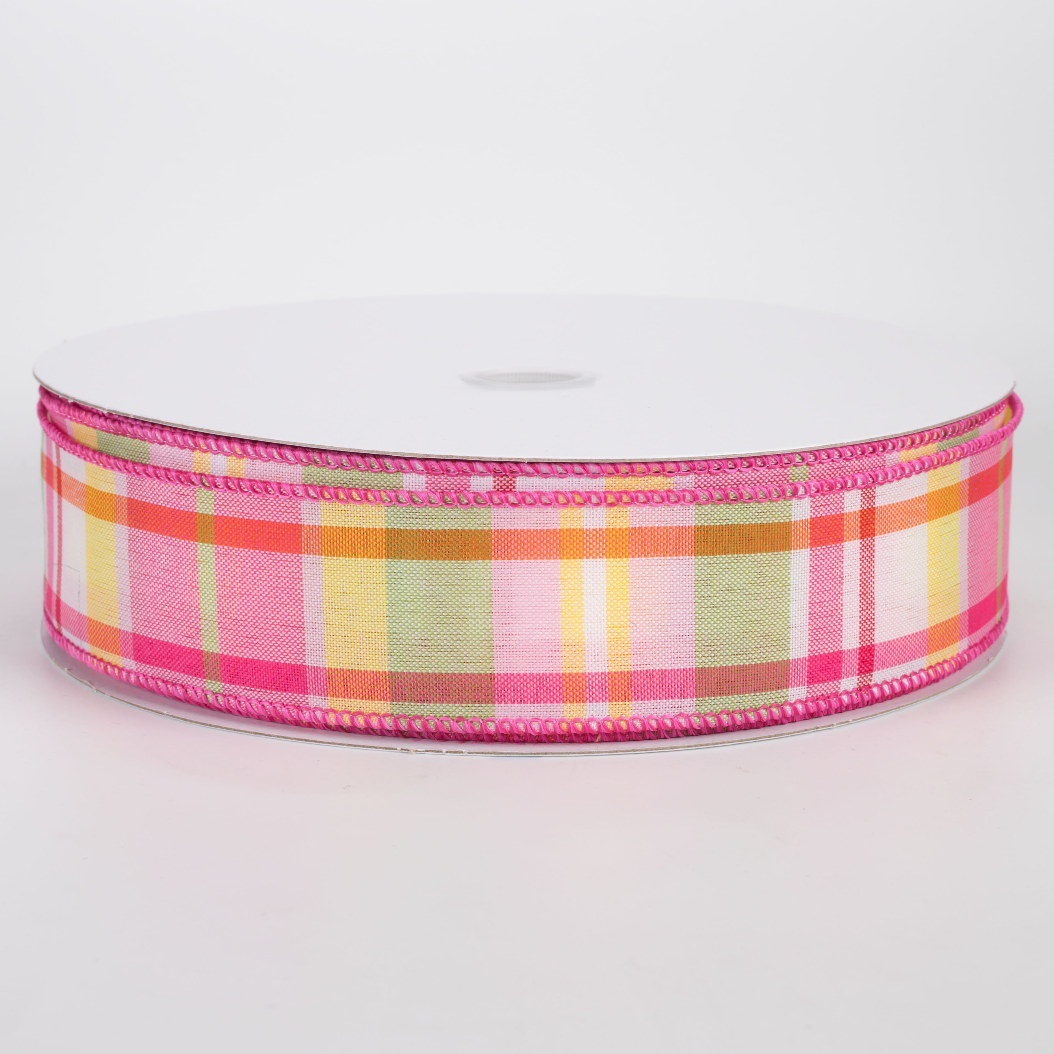 1.5" Posey Plaid Ribbon: Hot Pink Brights (50 Yards)