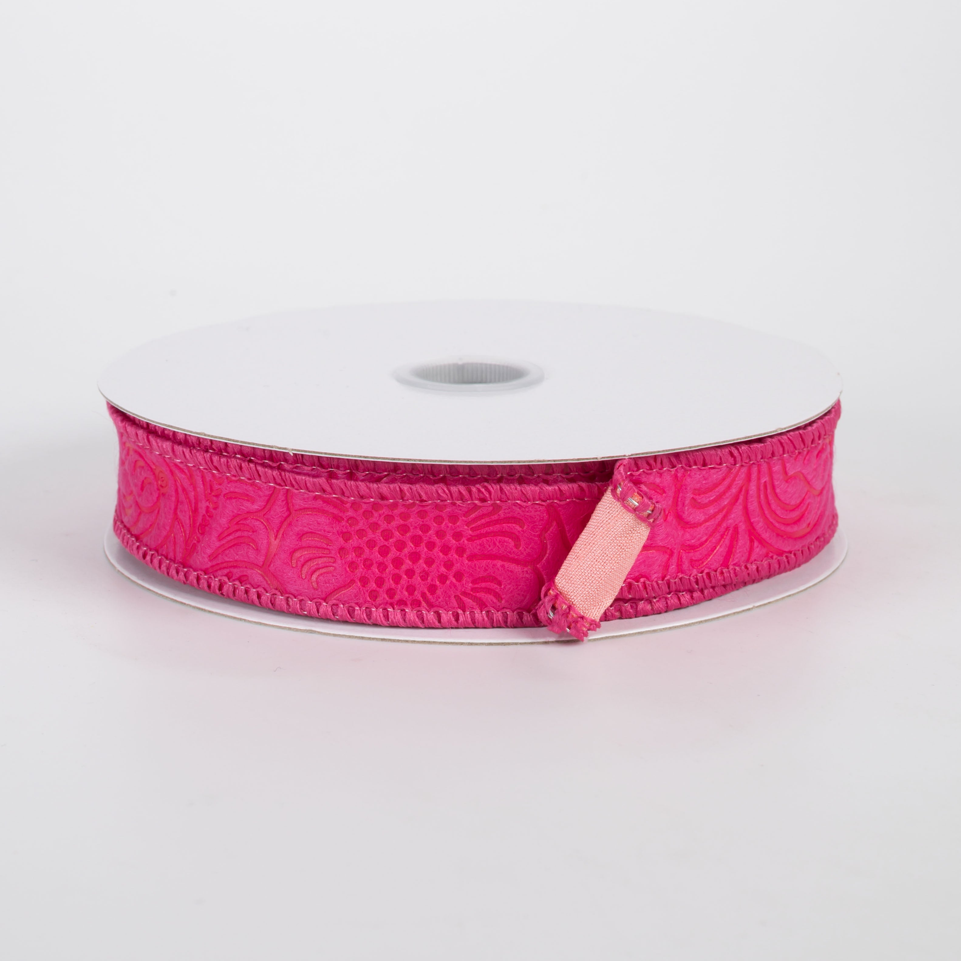 7/8" Double Sided Flower Breeze & Dupioni Ribbon: Fuchsia & Rose (10 Yards)