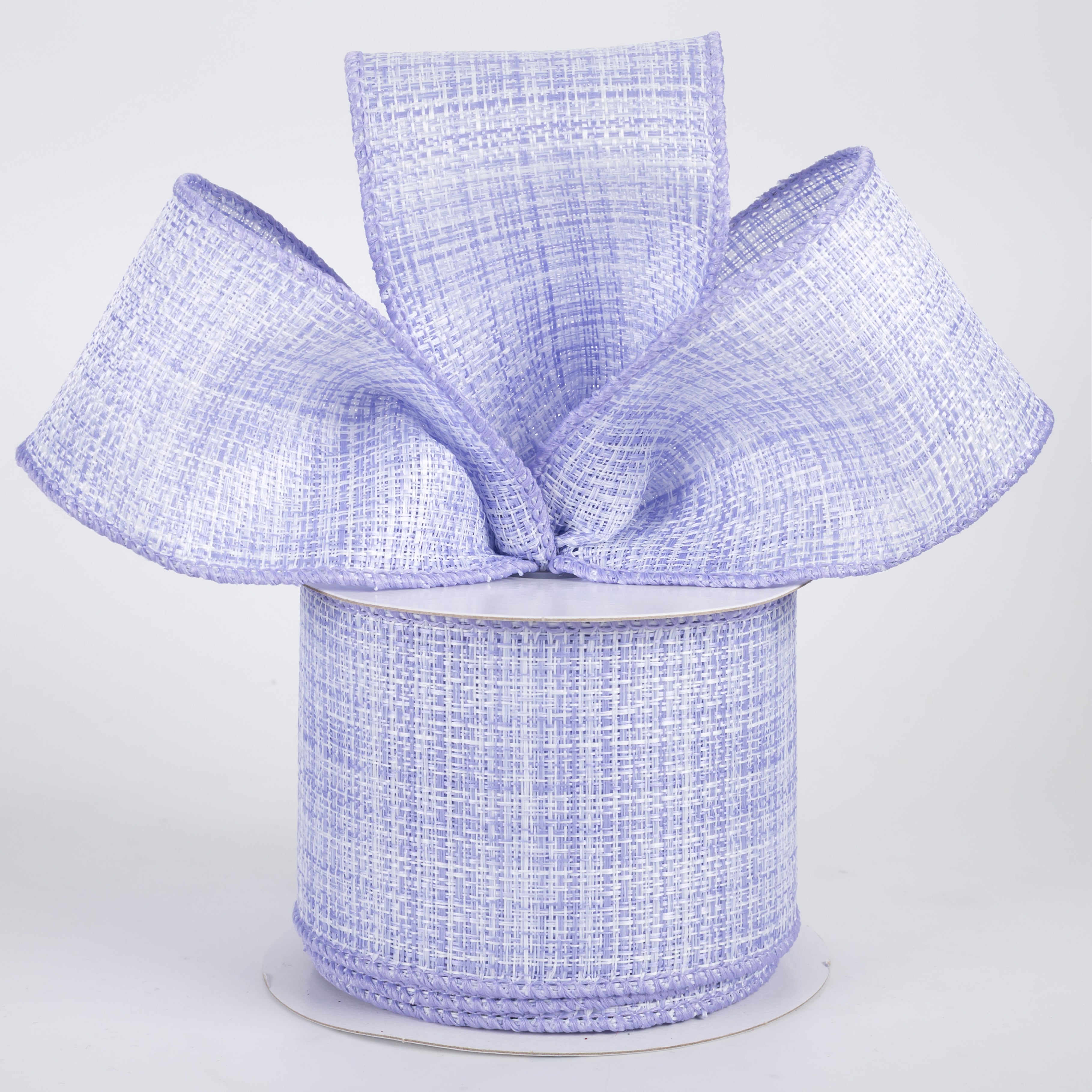 2.5" Two-Tone Tweed Ribbon: Lavender & White (10 Yards)