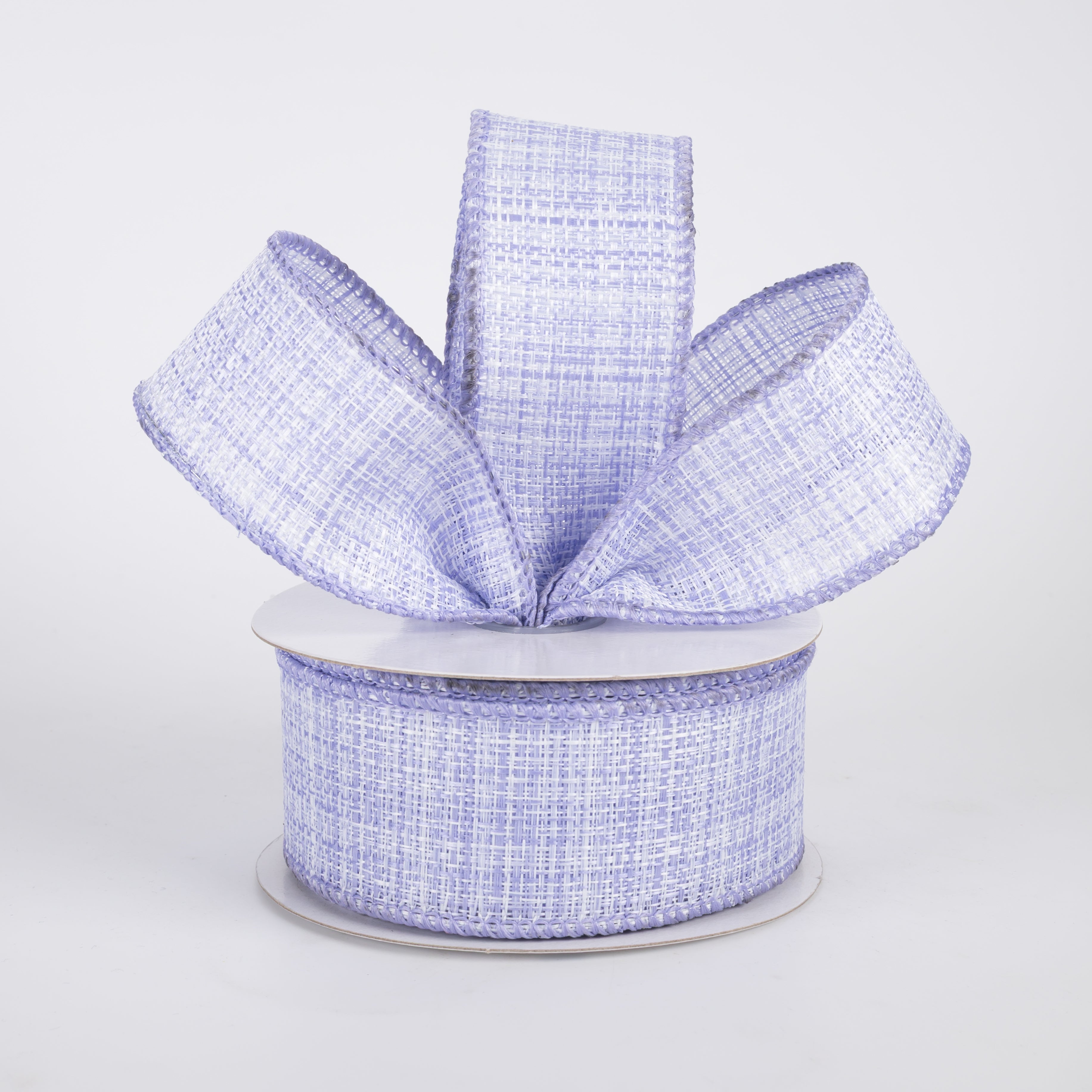 1.5" Two-Tone Tweed Ribbon: Lavender & White (10 Yards)