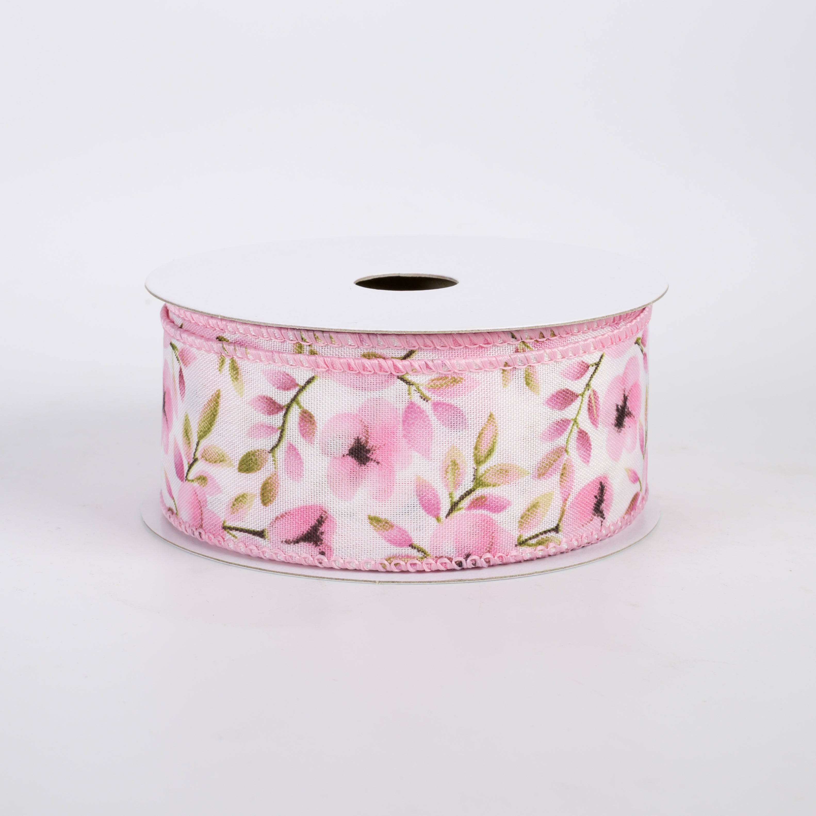 1.5" Satin Mauve Tulips Ribbon: Ivory (10 Yards)