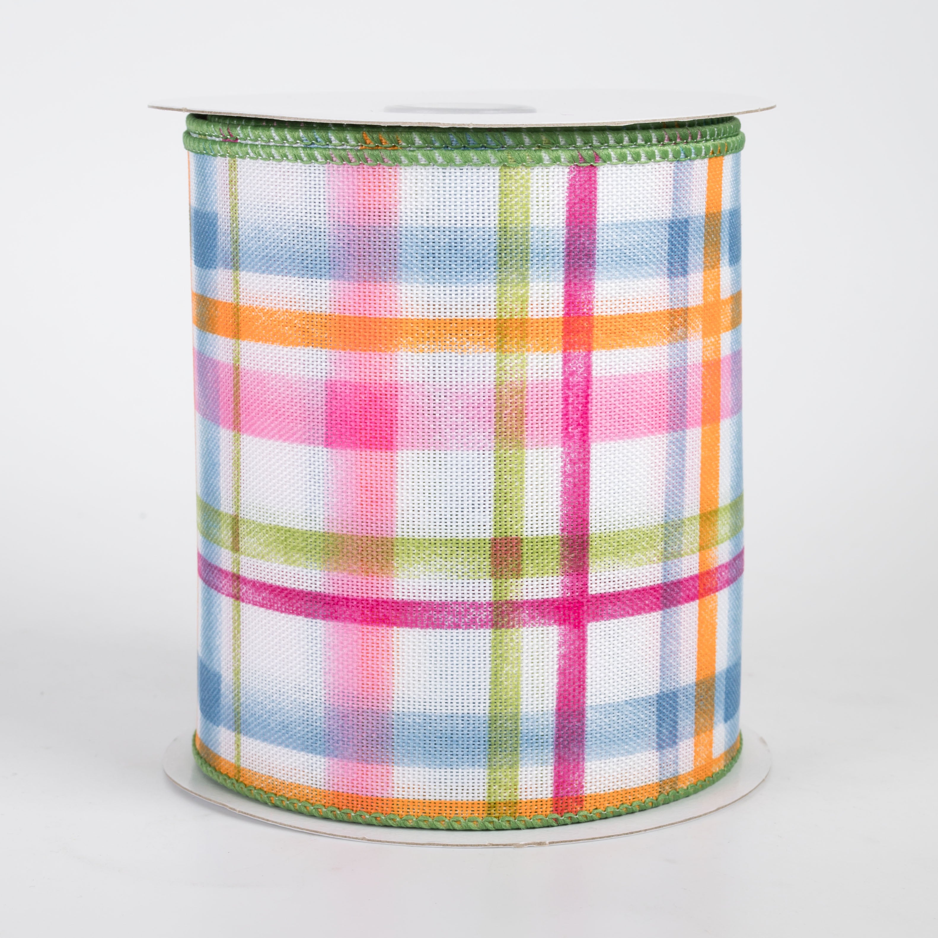 4" Watercolor Tuttola Plaid Ribbon: Bright Spring (10 Yards)