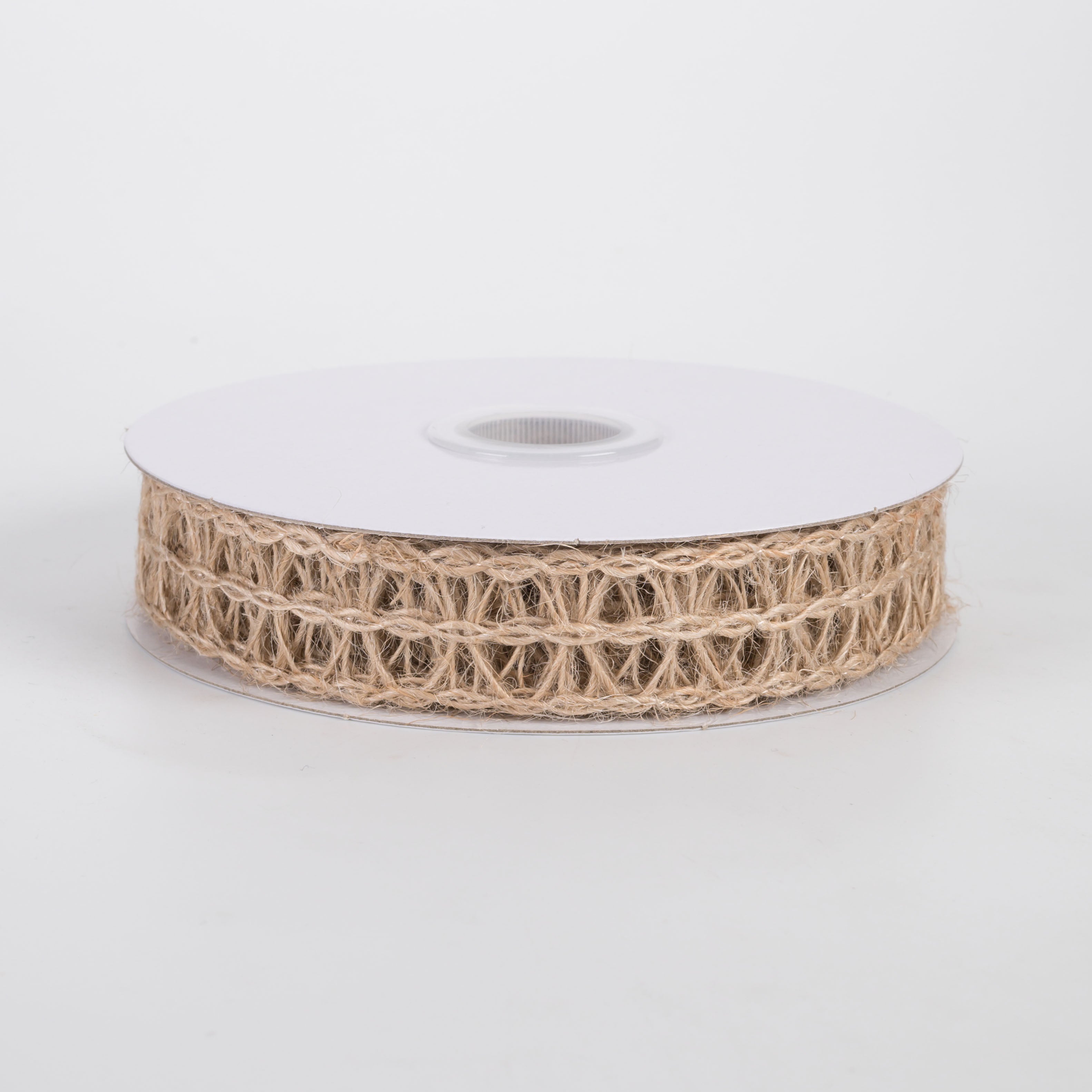 7/8" Wired Woven Jute Ovals Ribbon: Natural (10 Yards)
