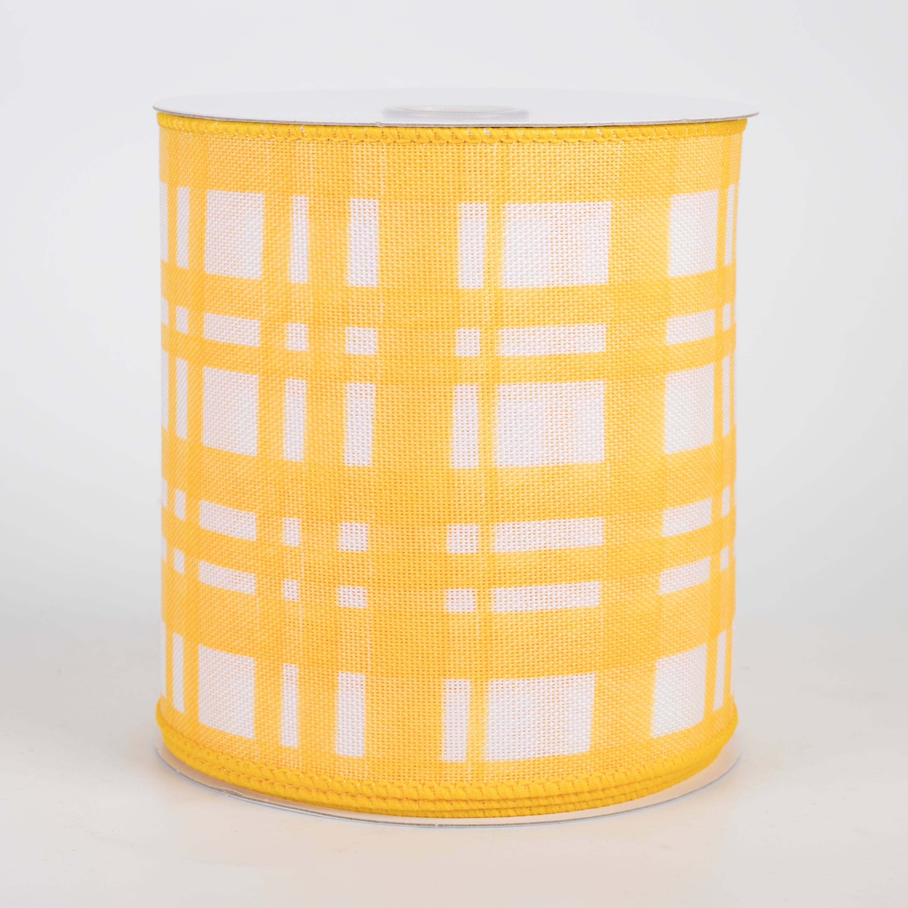 4" Watercolor Tuttola Plaid Ribbon: Yellow (10 Yards)