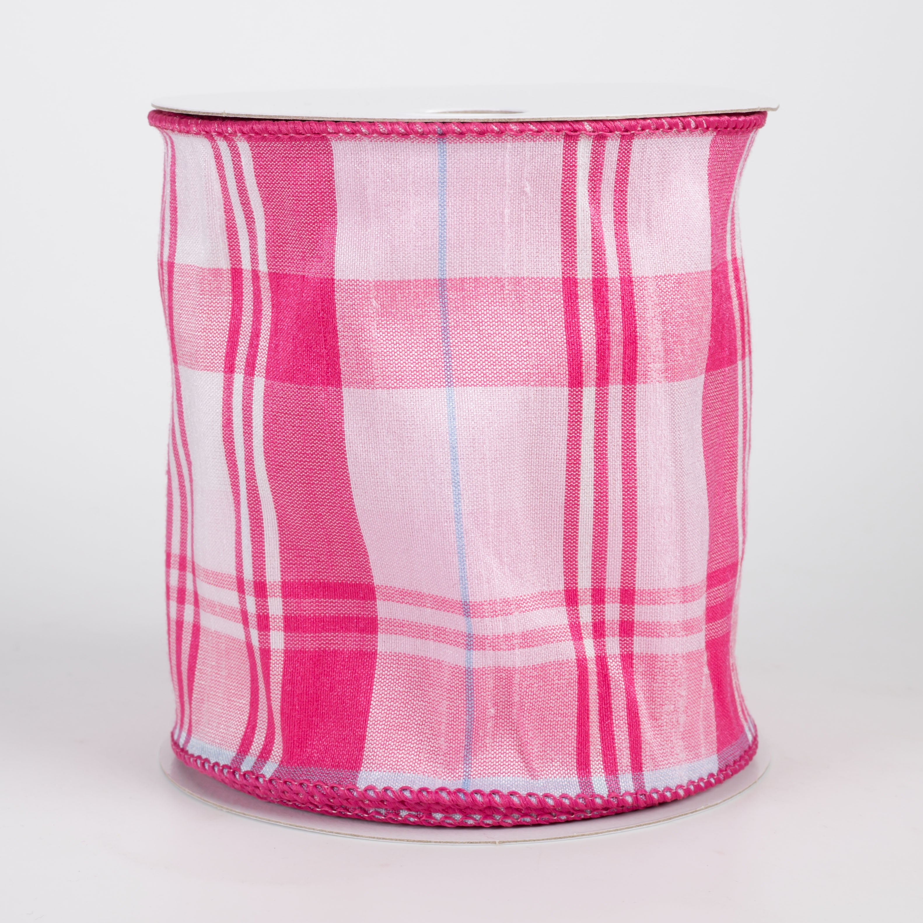 4" Lindy Plaid Ribbon: Shades of Pink (10 Yards)