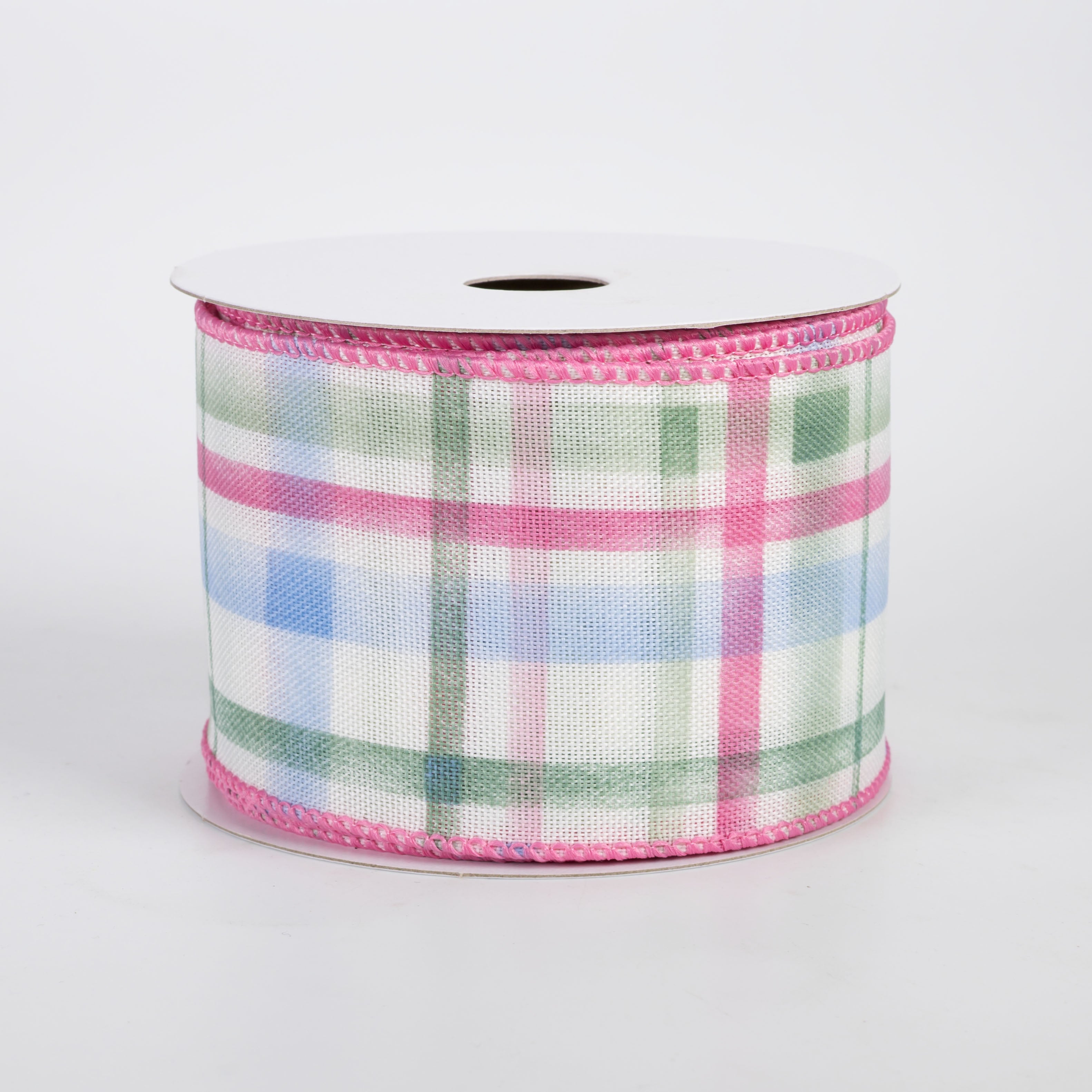 2.5" Watercolor Tuttola Plaid Ribbon: Sage Spring (10 Yards)