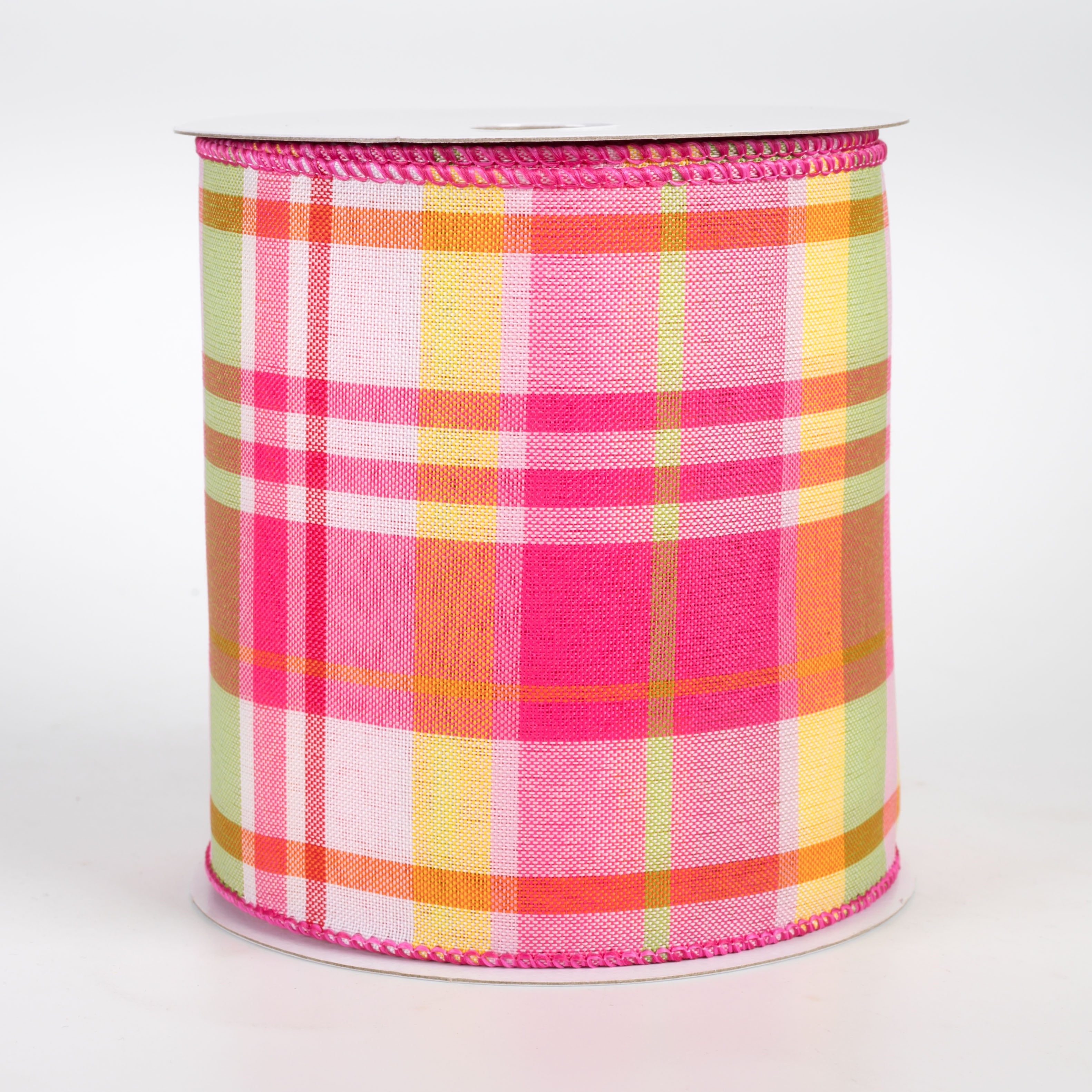 4" Posey Plaid Ribbon: Hot Pink Brights (10 Yards)