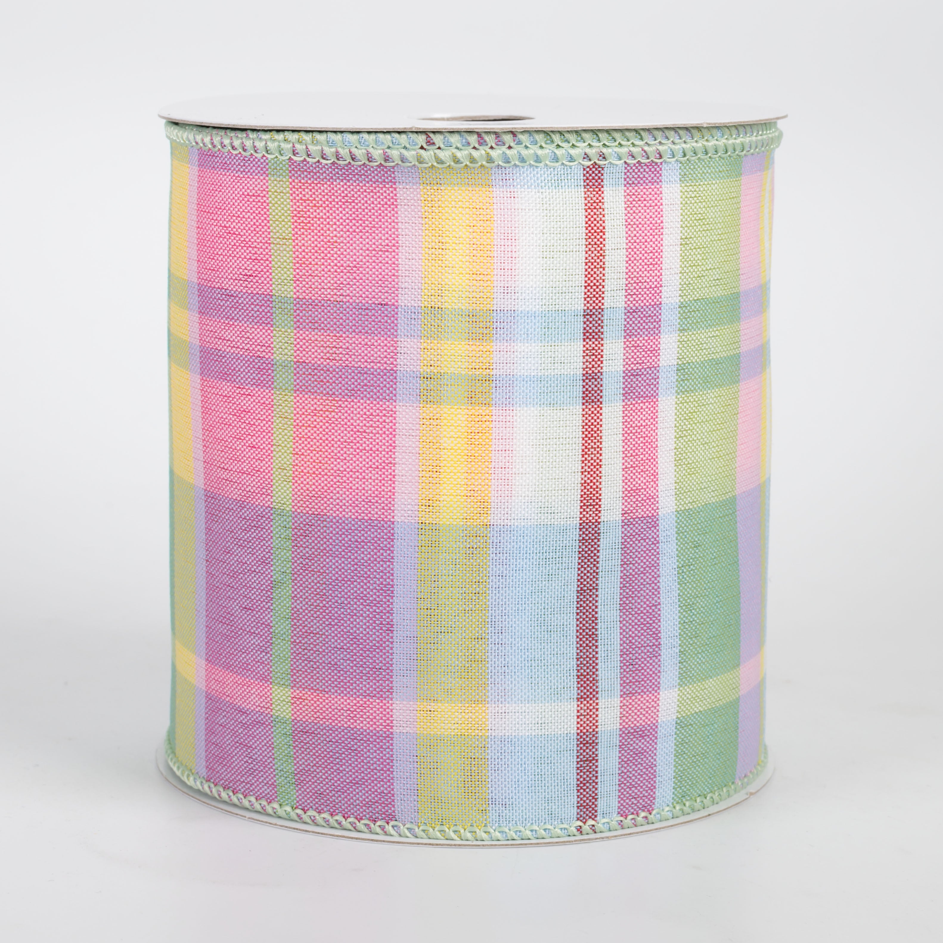 4" Posey Plaid Ribbon: Light Yellow Spring (10 Yards)