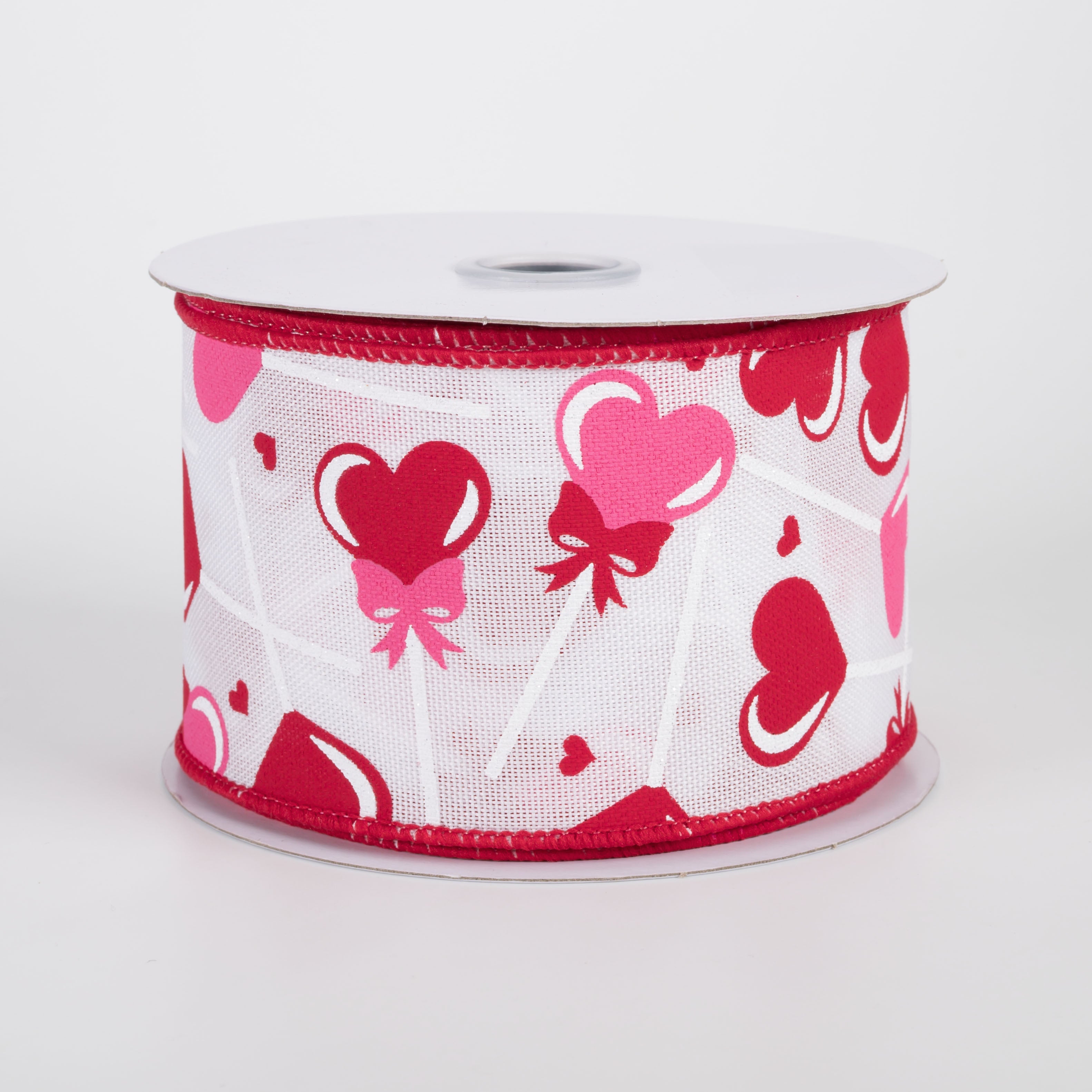 2.5" Heart Lollipops Candy Ribbon: Red & Pink (10 Yards)