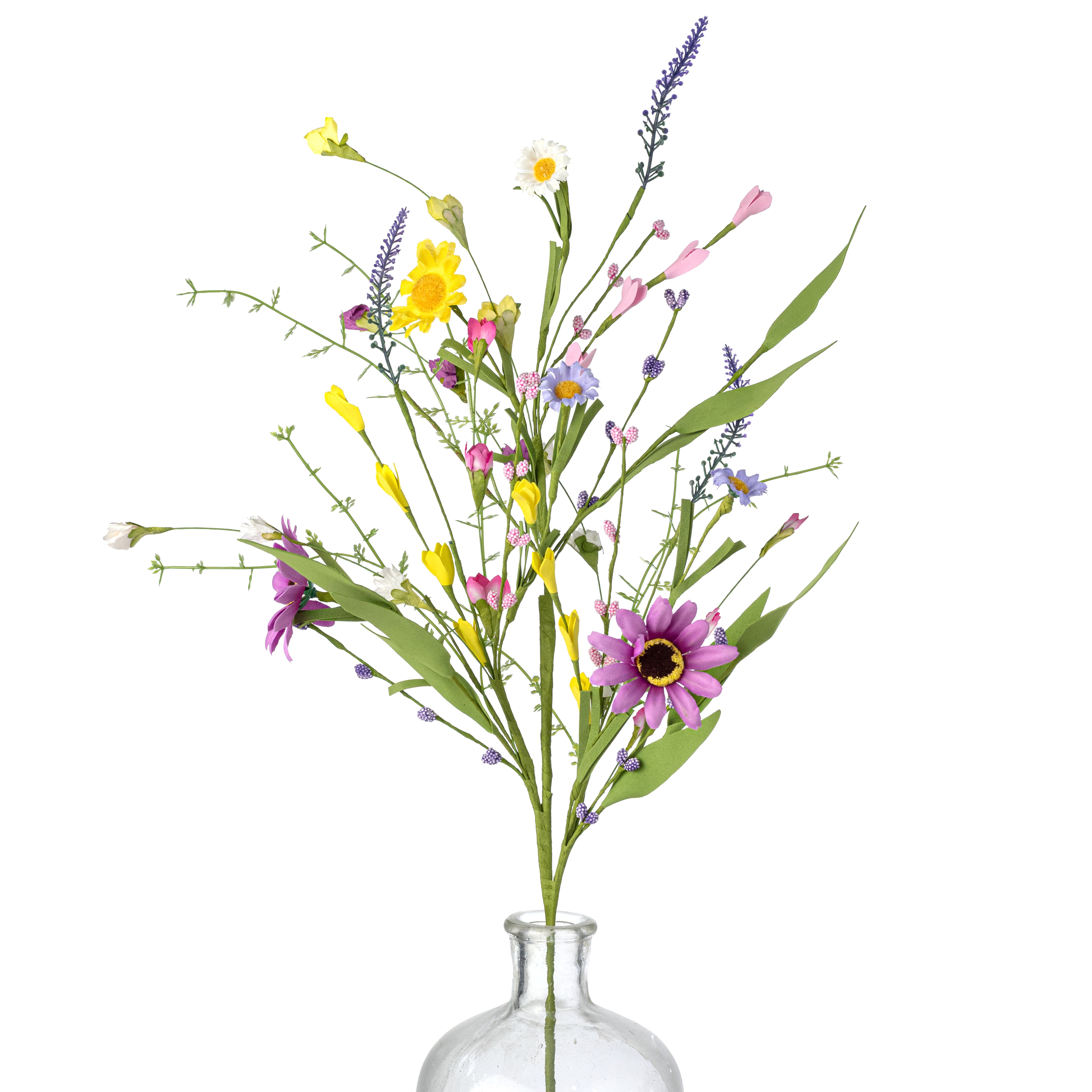 24" Fabric Flower, Leaf & Lavender Spray: Spring