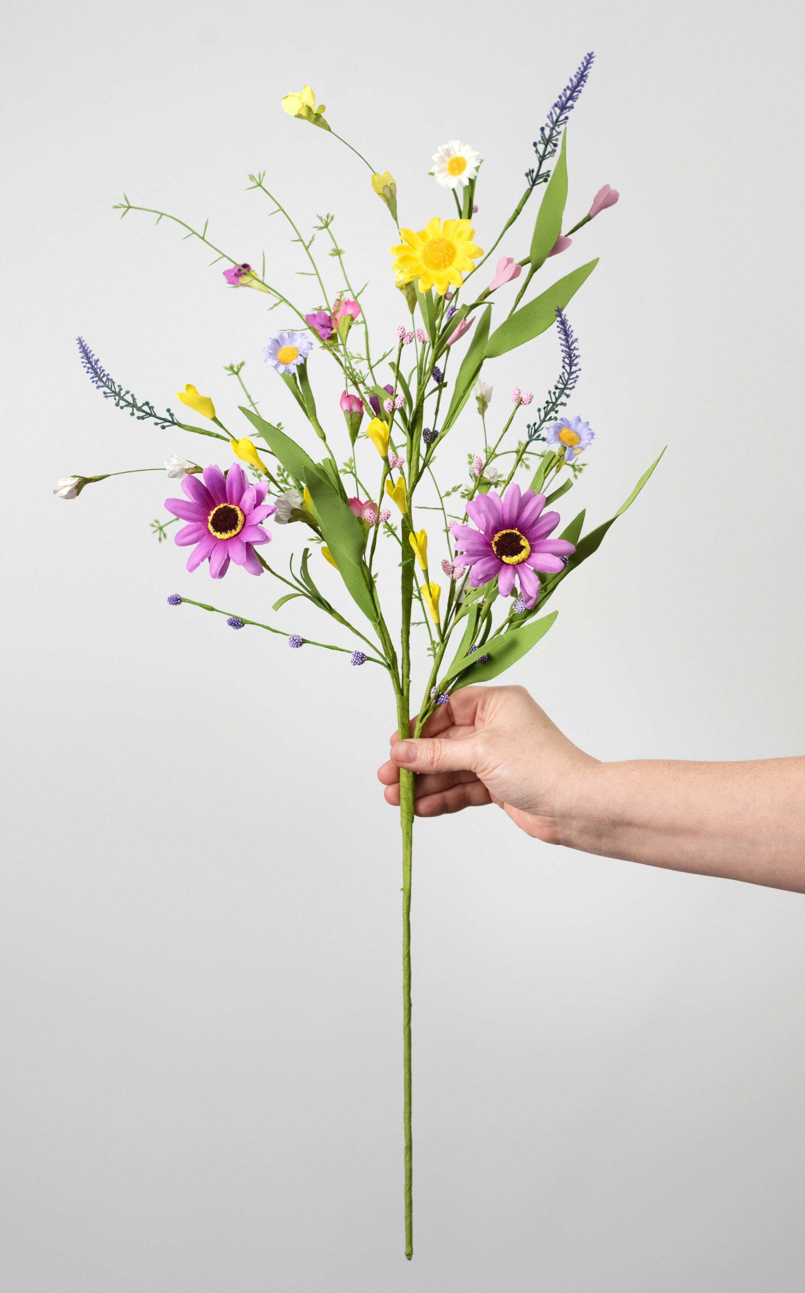 24" Fabric Flower, Leaf & Lavender Spray: Spring