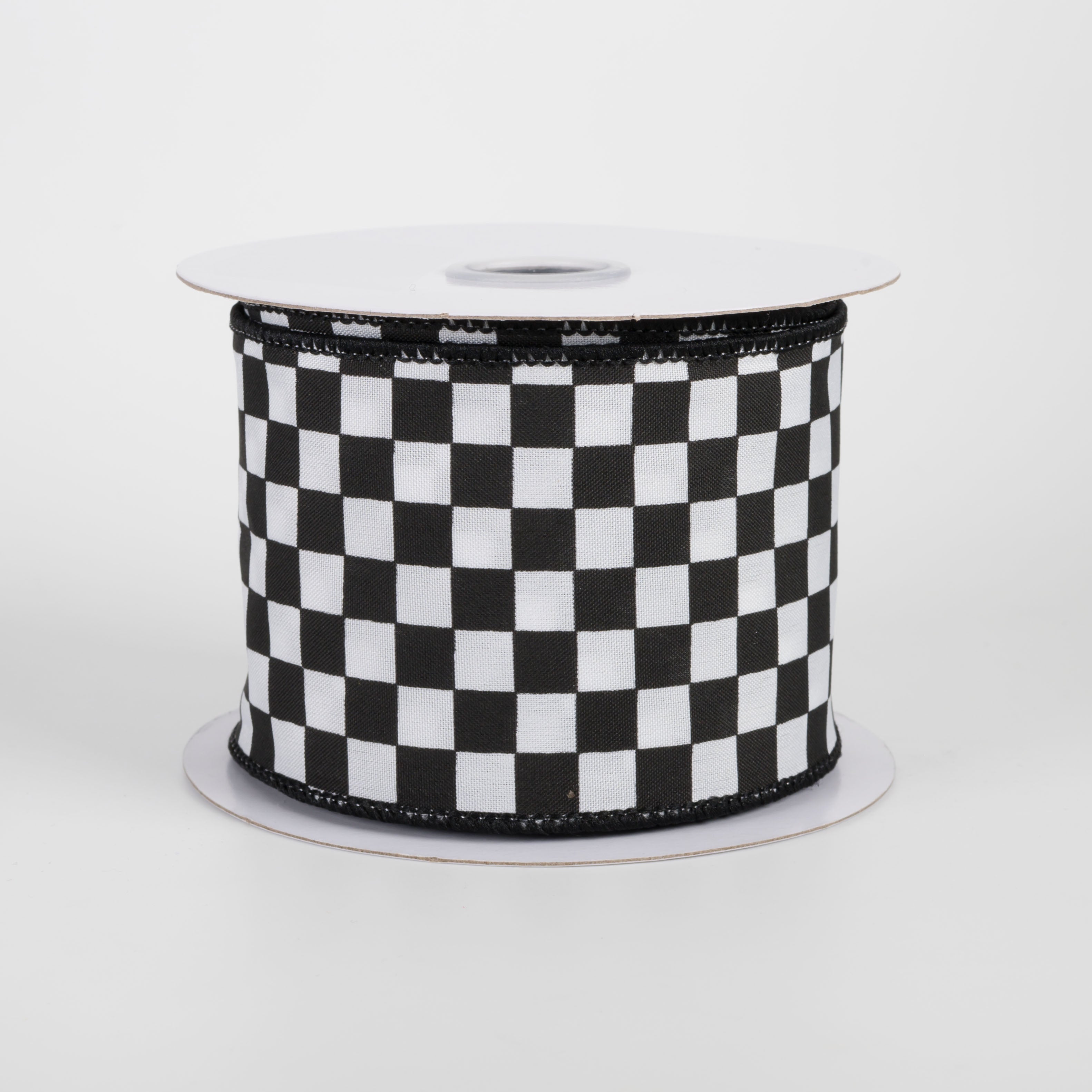 2.5" Black and White Check Ribbon (10 Yards)