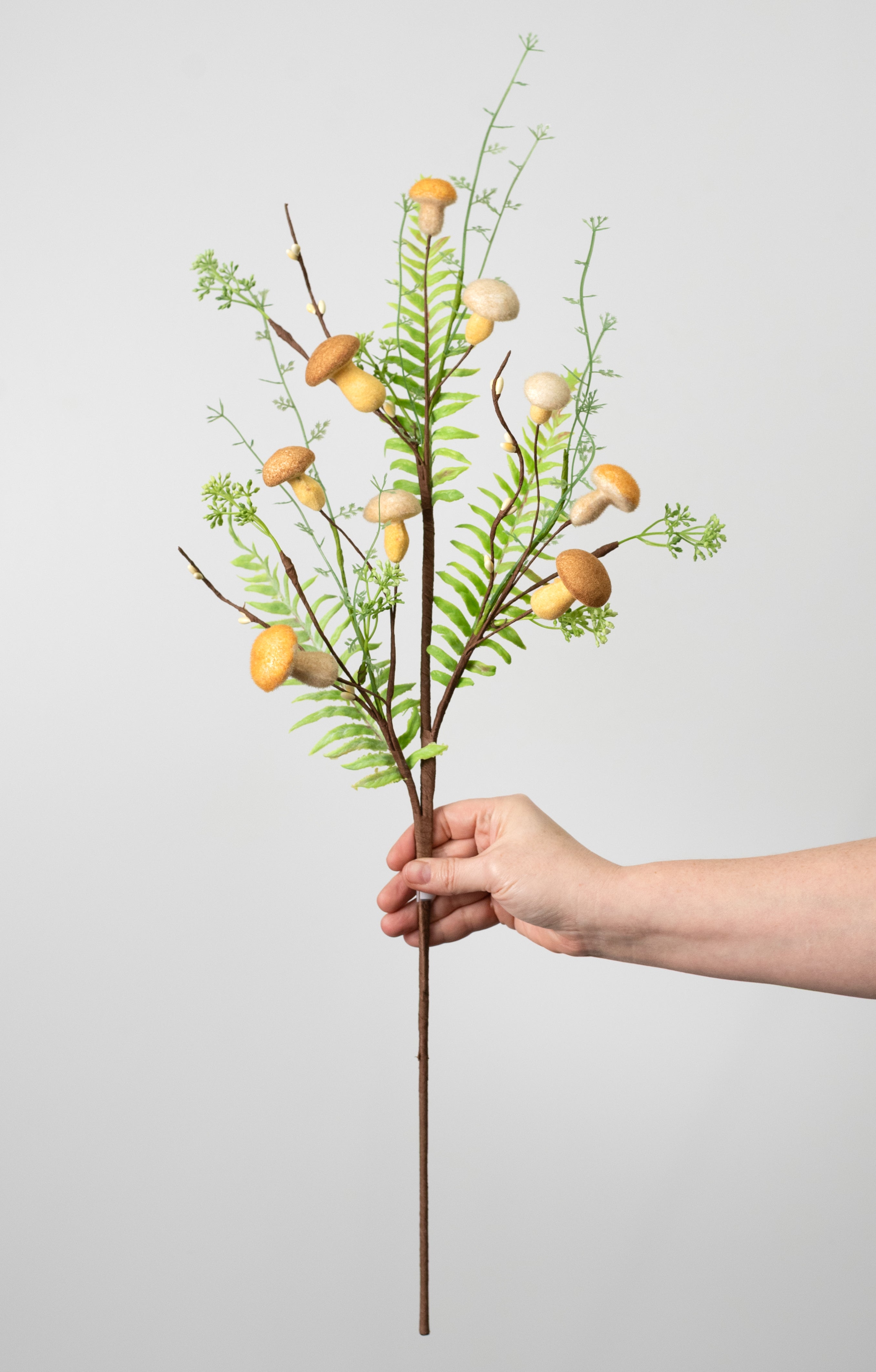 29" Mushrooms, Ferns & Pips Spray: Naturals
