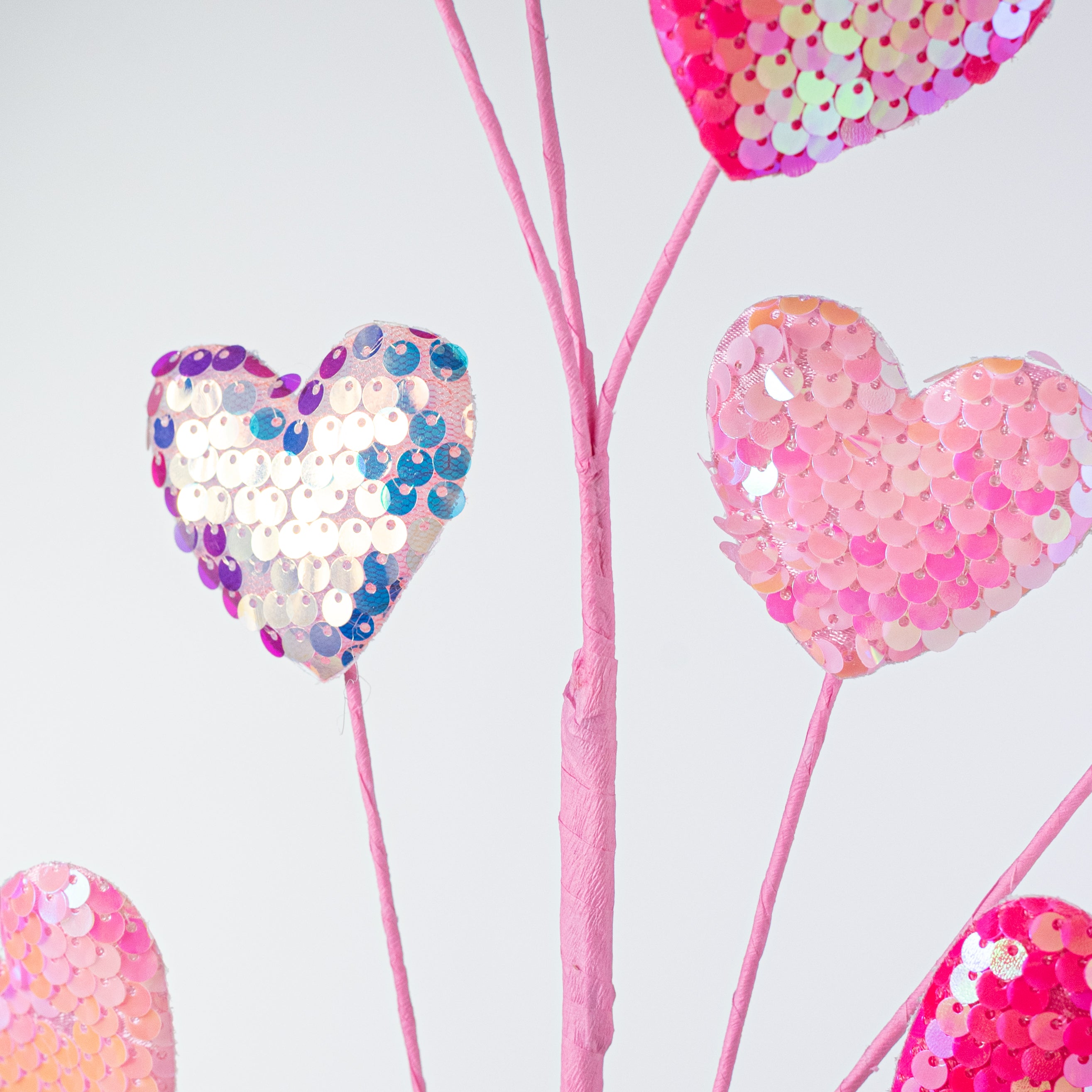 28" Iridescent Sequin Heart Spray: Pinks & Lavender