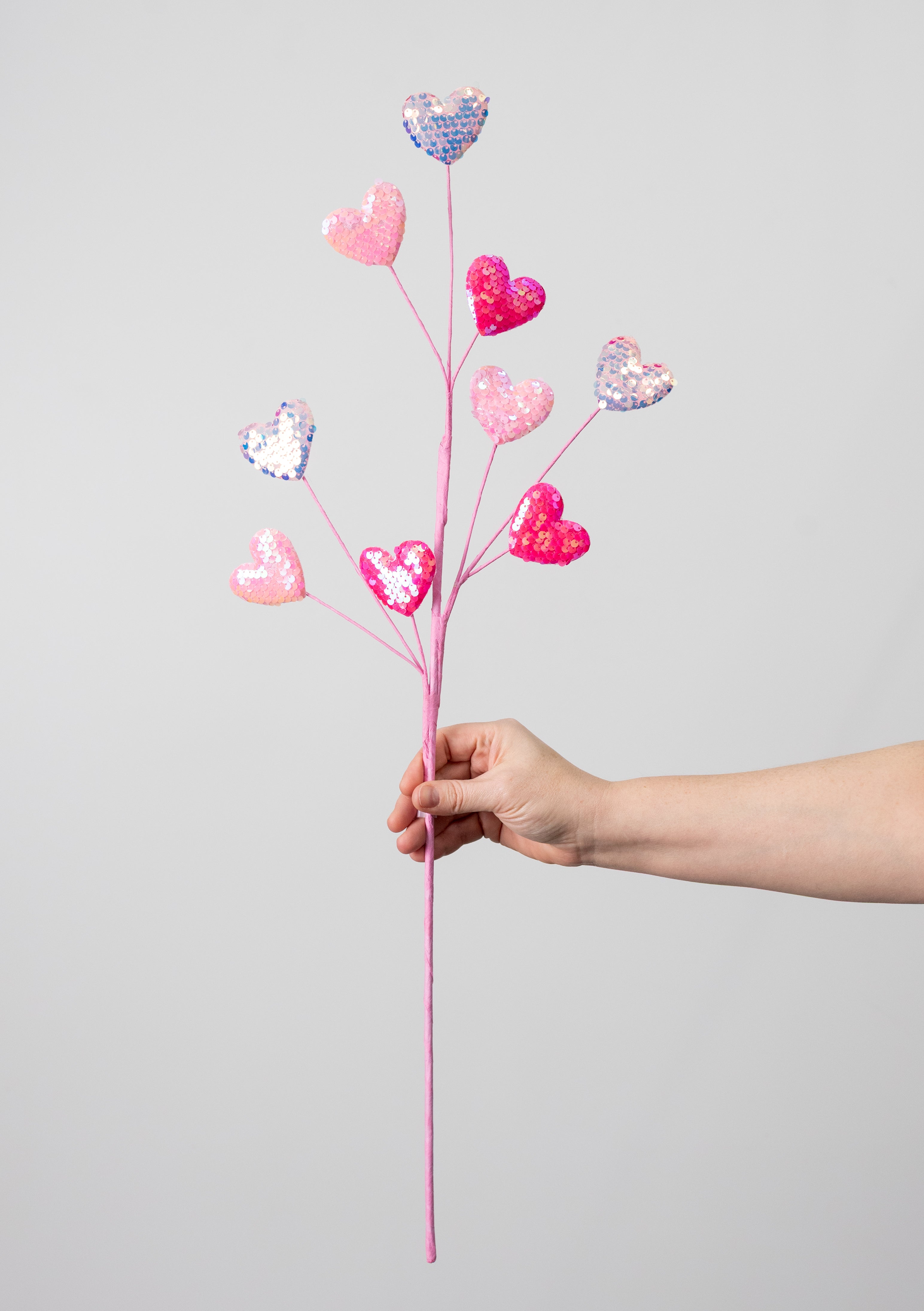 28" Iridescent Sequin Heart Spray: Pinks & Lavender
