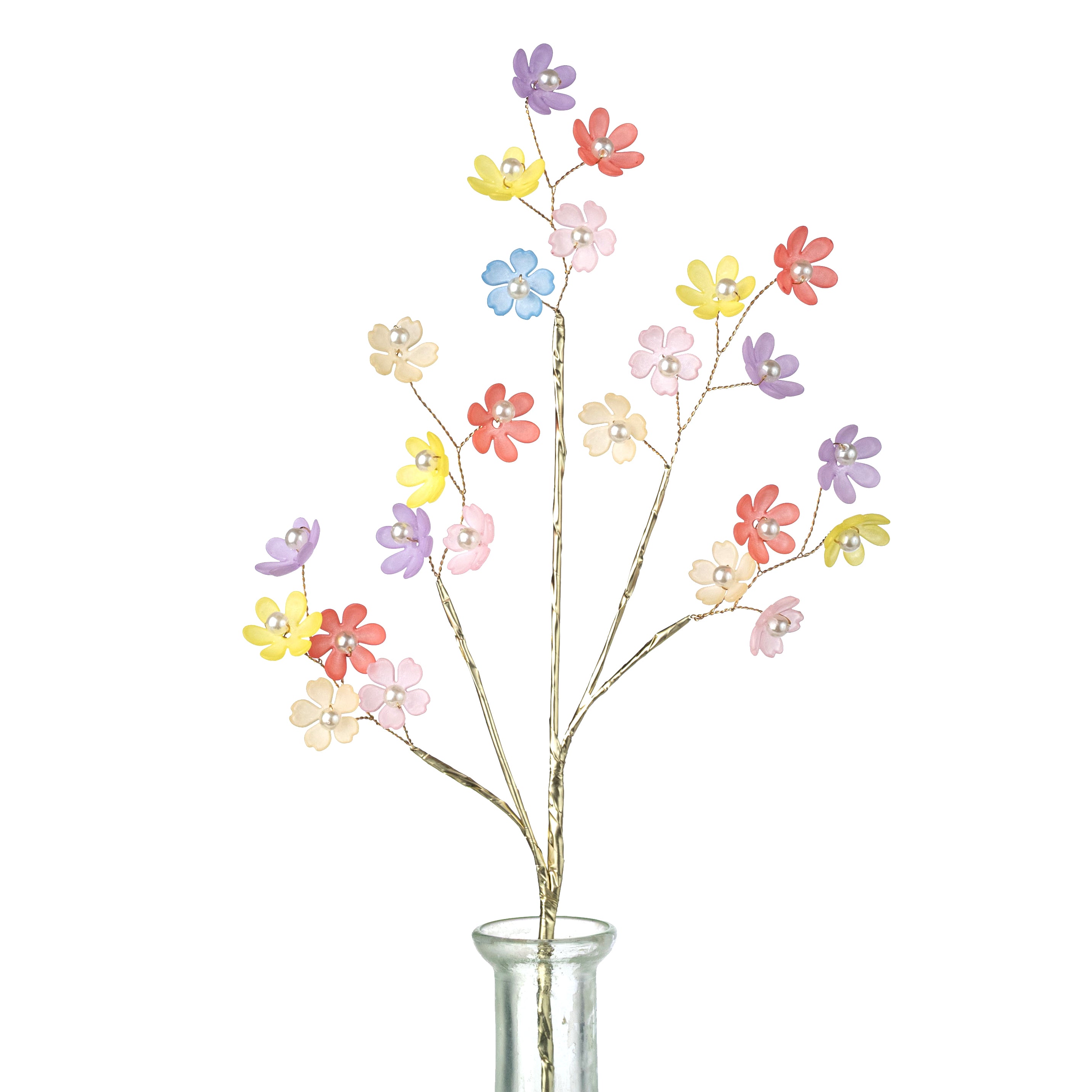 15" Acrylic & Pearl Flowers Pick: Pastels