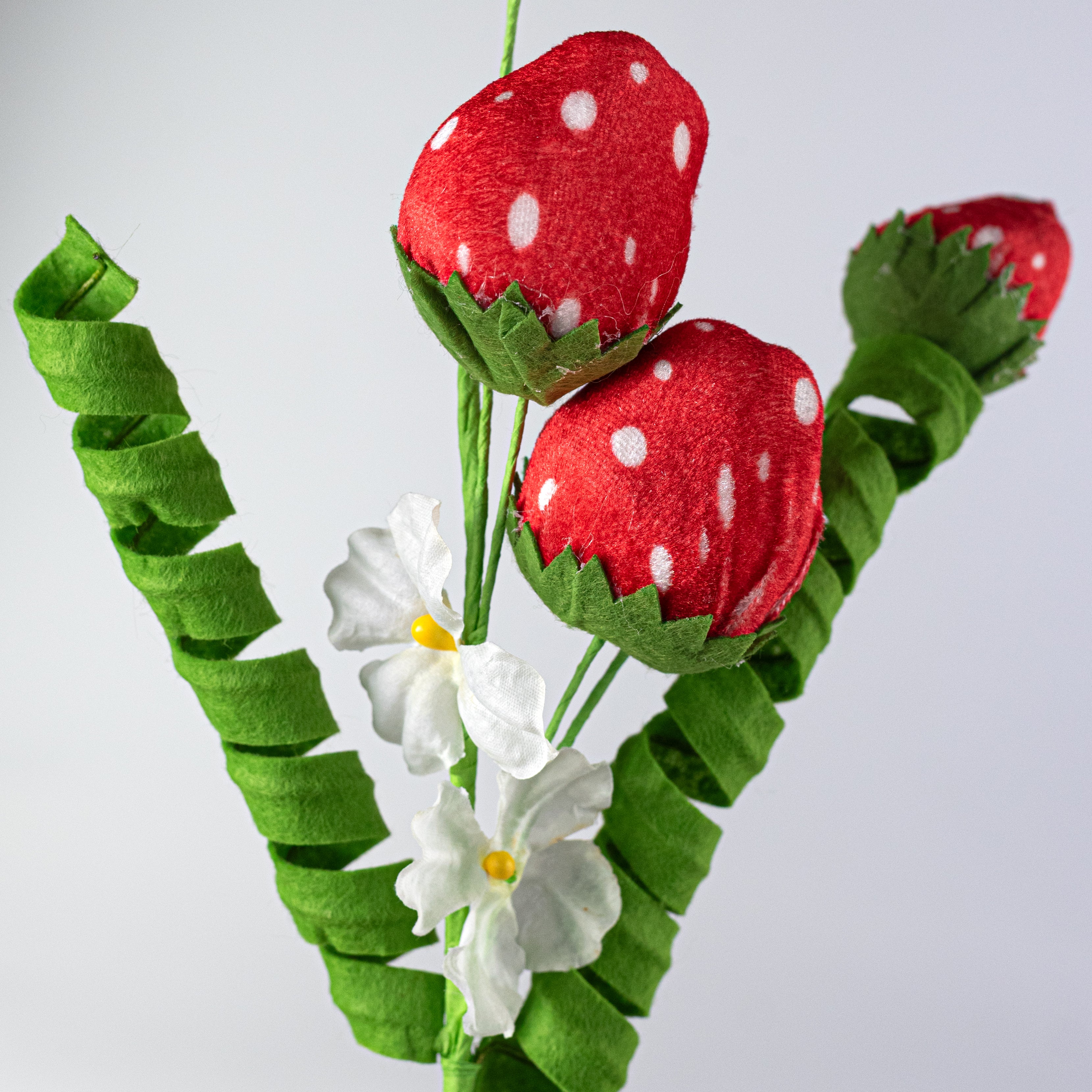 18" Velvet & Felt Strawberries Pick