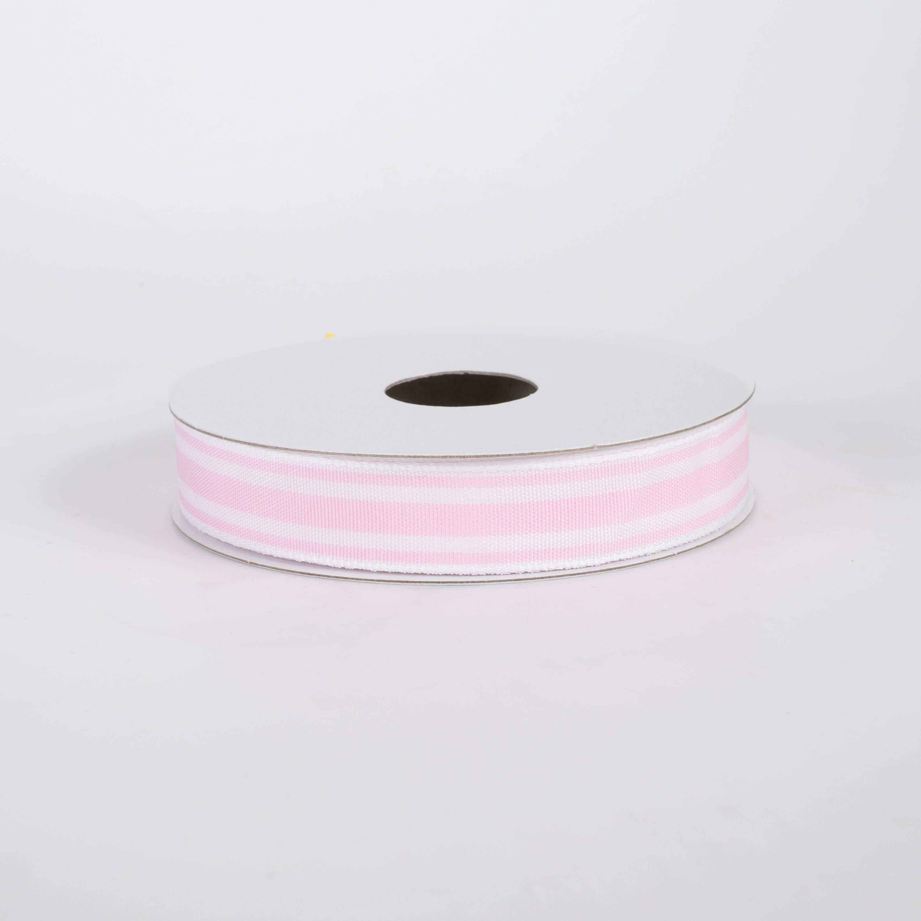 5/8" Unwired Ticking Stripes Ribbon: Pink & White (10 Yards)