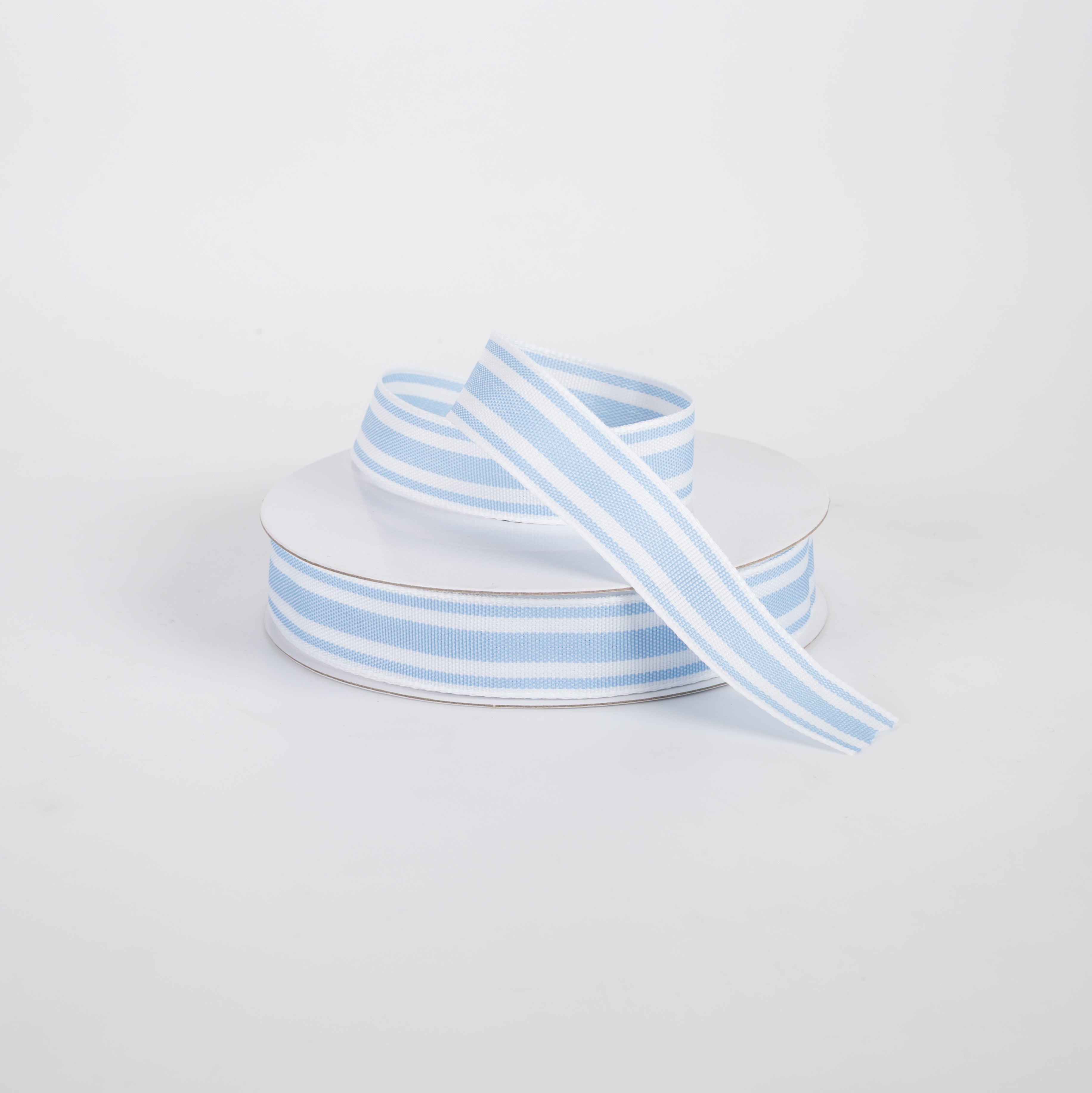 5/8" Unwired Ticking Stripes Ribbon: Blue & White (10 Yards)