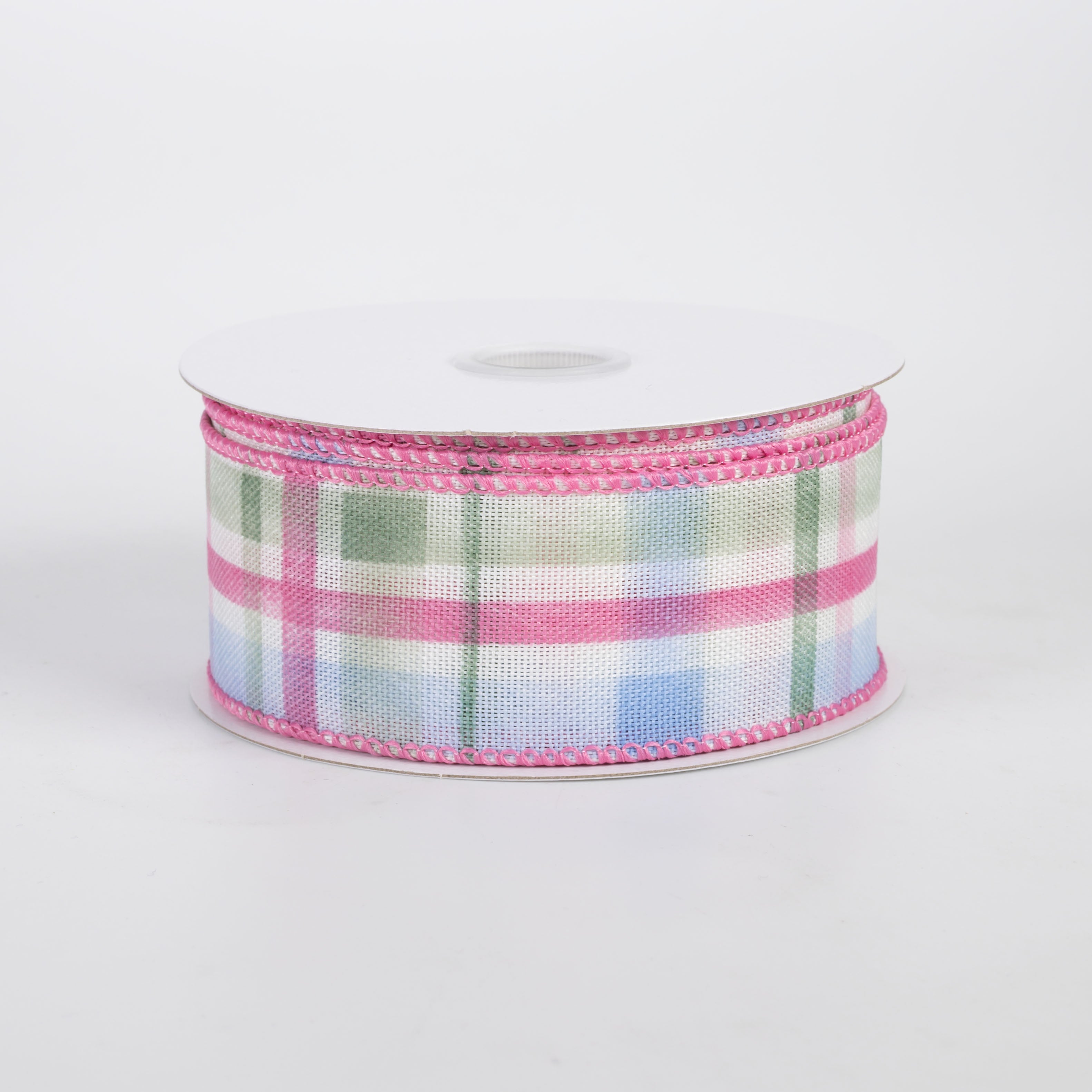 1.5" Watercolor Tuttola Plaid Ribbon: Sage Spring (10 Yards)
