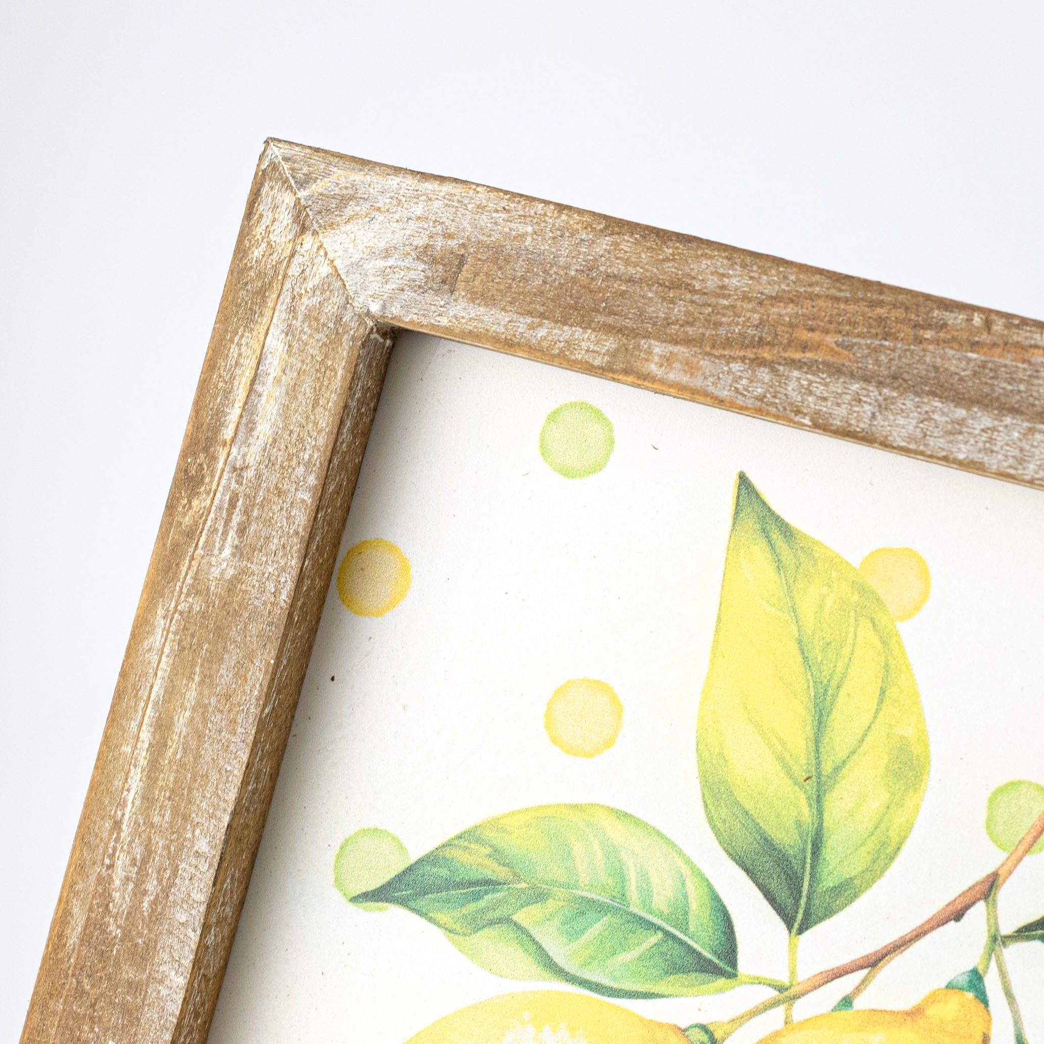 8" Square Framed Wooden Sign: Polka Dot Lemons