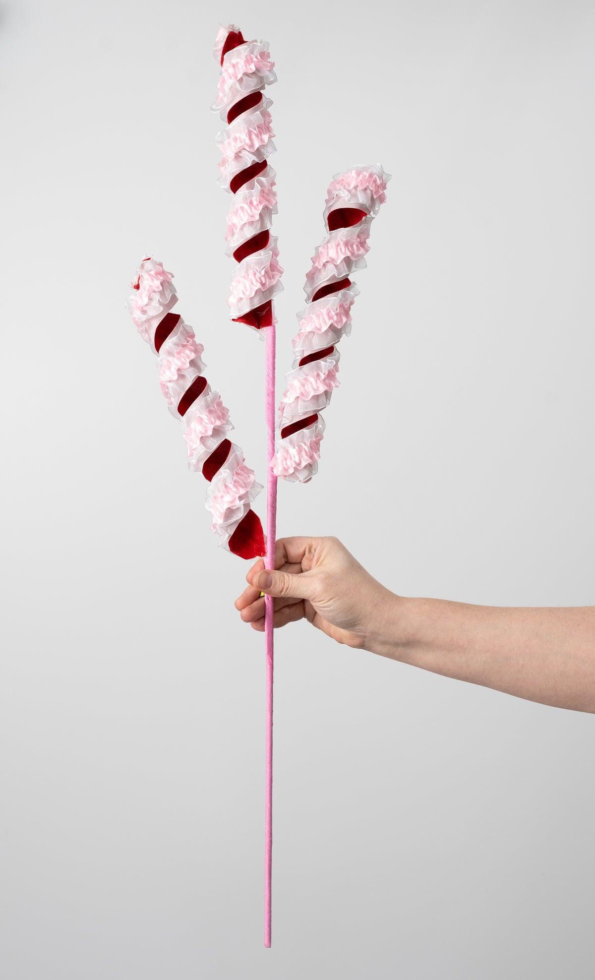 30" Ruffles & Lace Curly Spray: Pink & Red