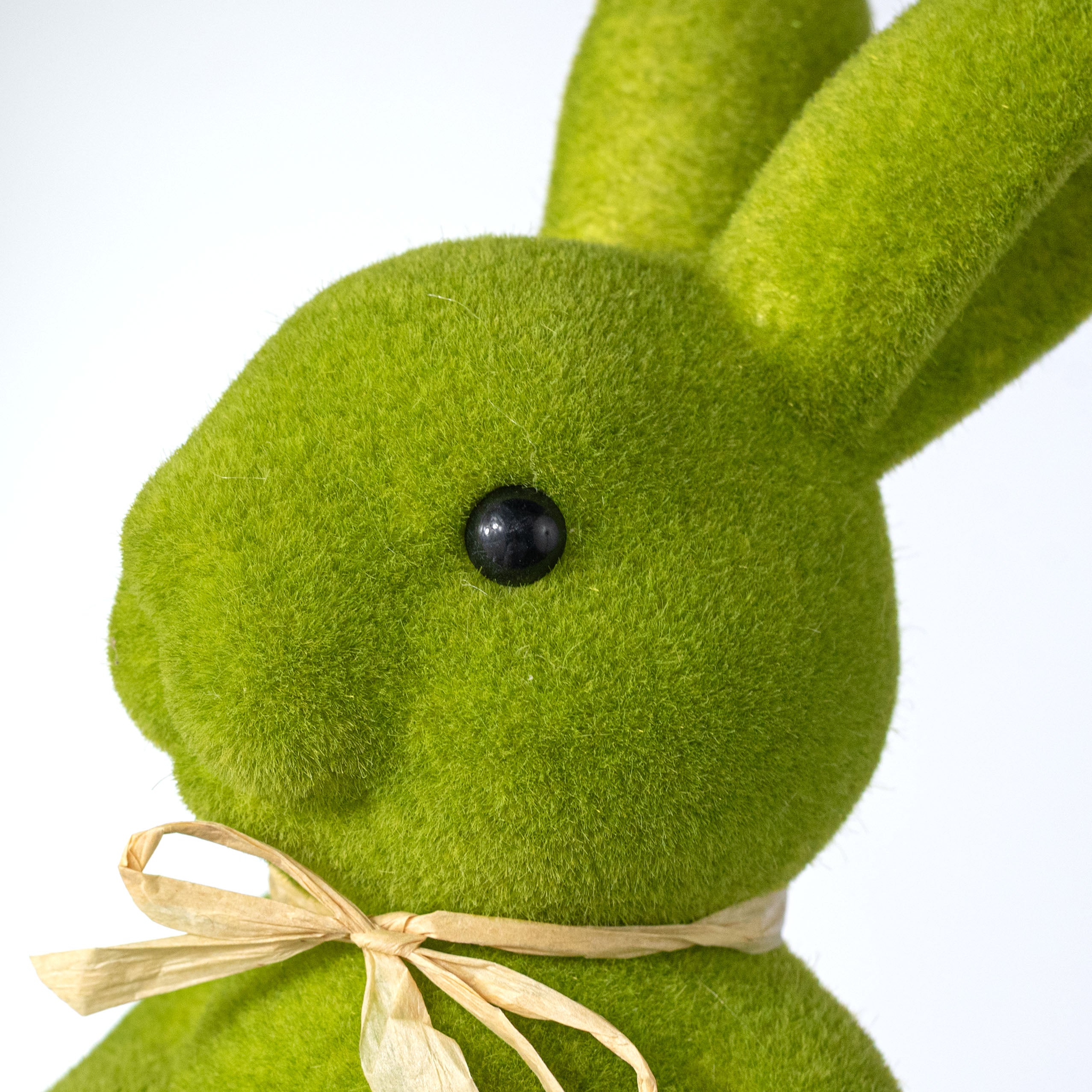 11" Flocked Bunny Rabbit: Moss Green