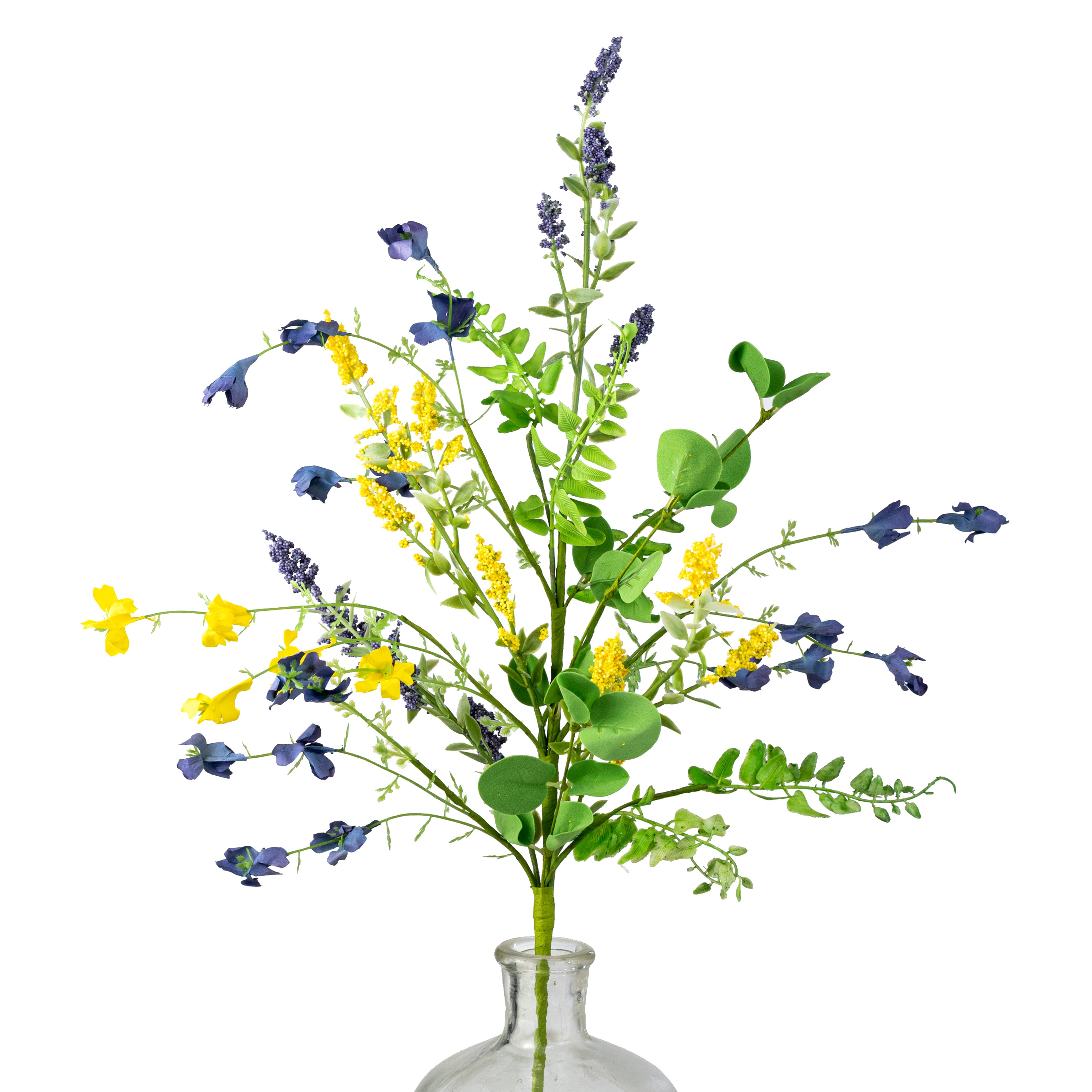 24" Mixed Wildflowers Spray: Yellow & Blue