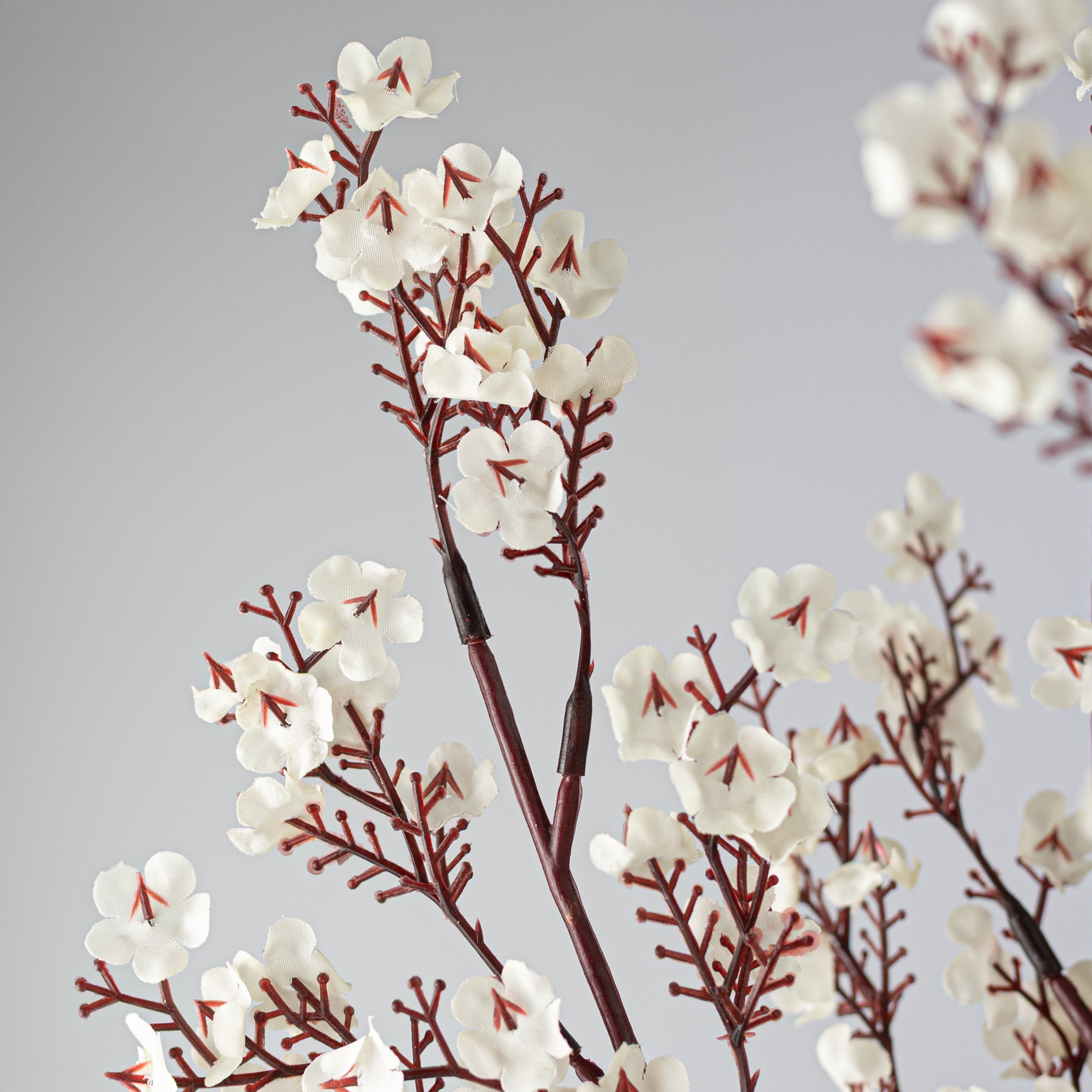 20" Artificial Plum Blossom Bush: Cream (5 Stem)